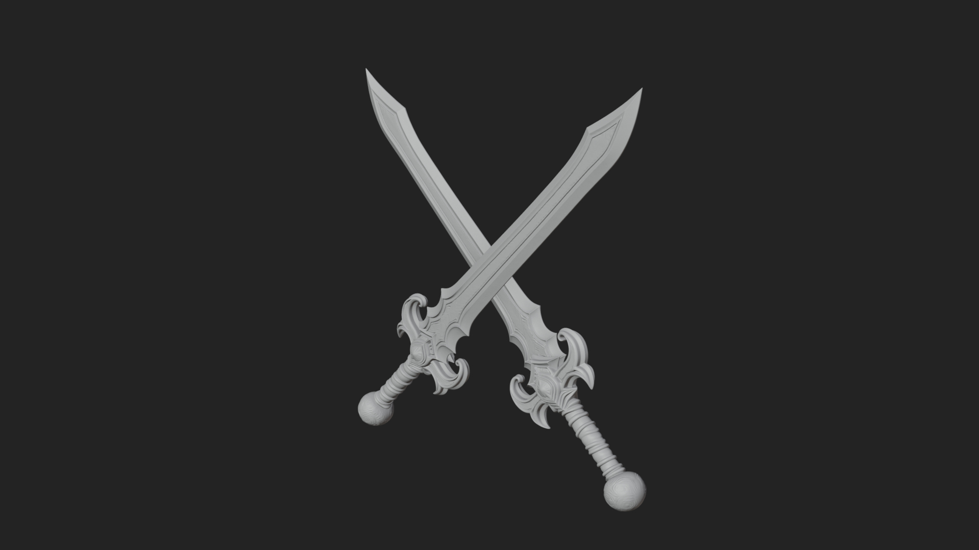 Carved Blade Longsword Model Design 8 3D Print Model 3D Model