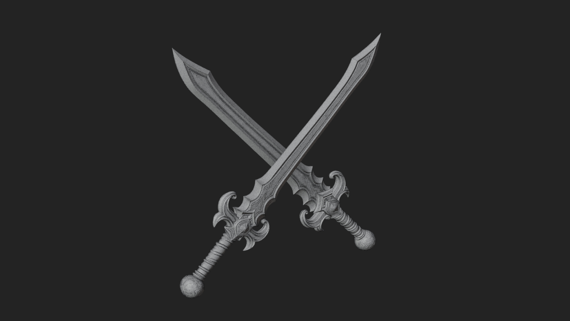 Carved Blade Longsword Model Design 8 3D Print Model 3D Model