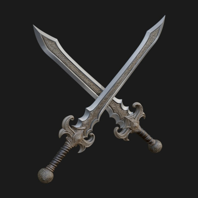 Carved Blade Longsword Model Design 8 3D Print Model