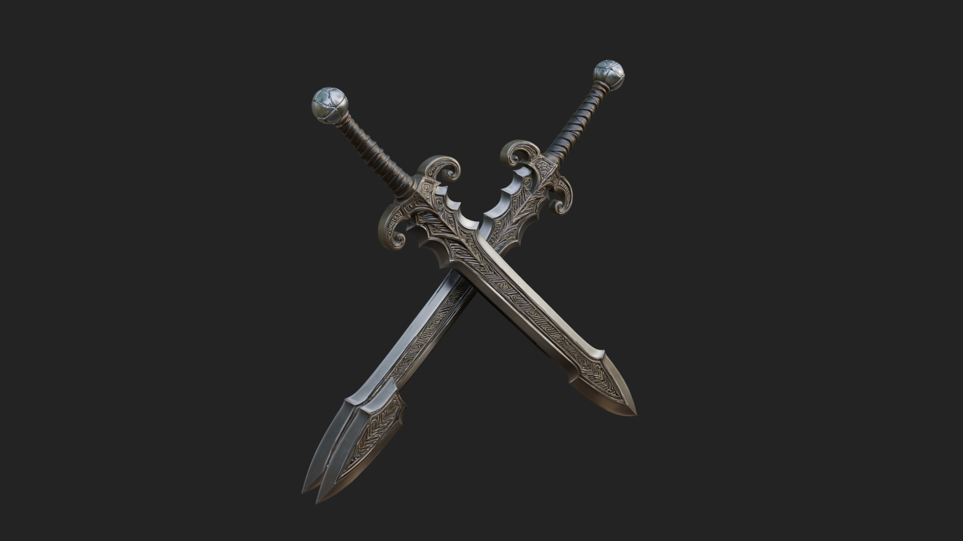 Carved Blade Longsword Model Design 9 3D Print Model 3D Model