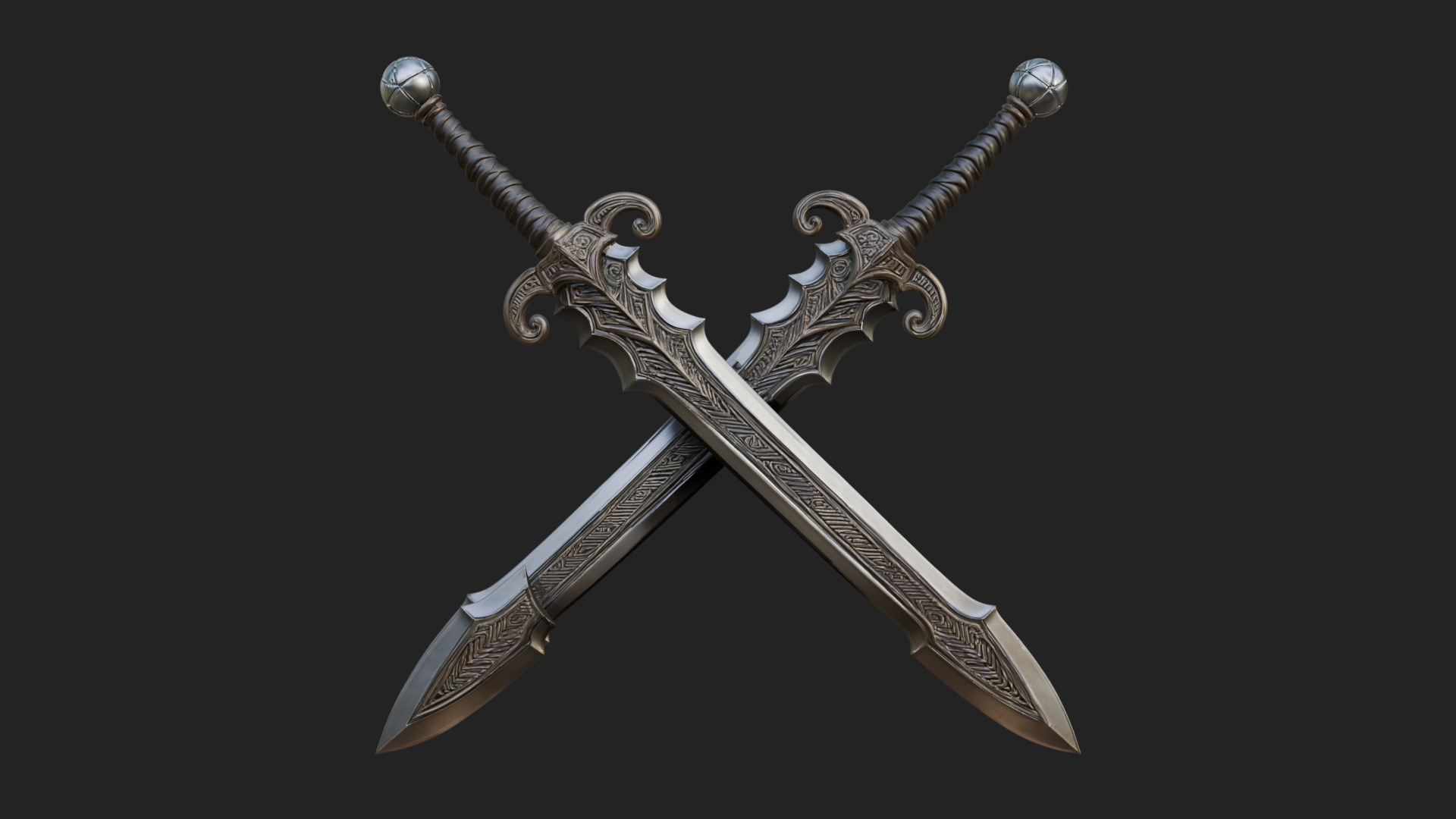 Carved Blade Longsword Model Design 9 3D Print Model 3D Model