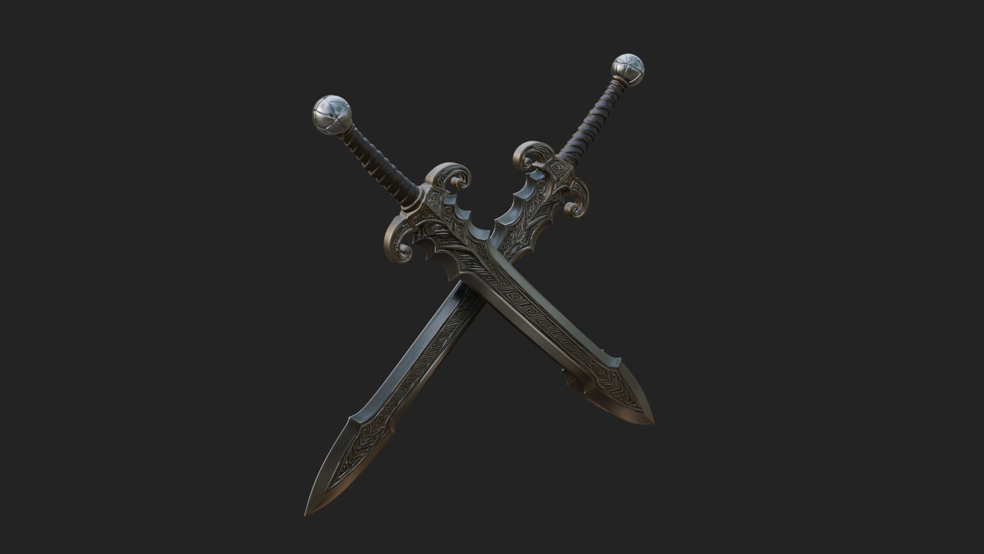 Carved Blade Longsword Model Design 9 3D Print Model 3D Model