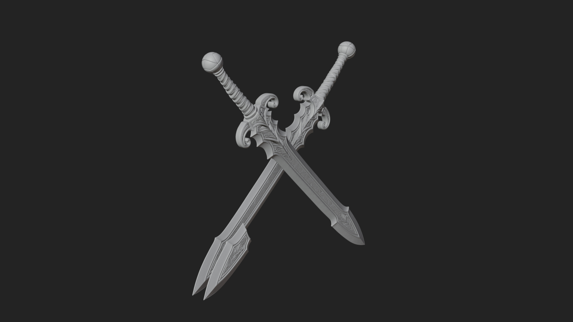 Carved Blade Longsword Model Design 9 3D Print Model 3D Model