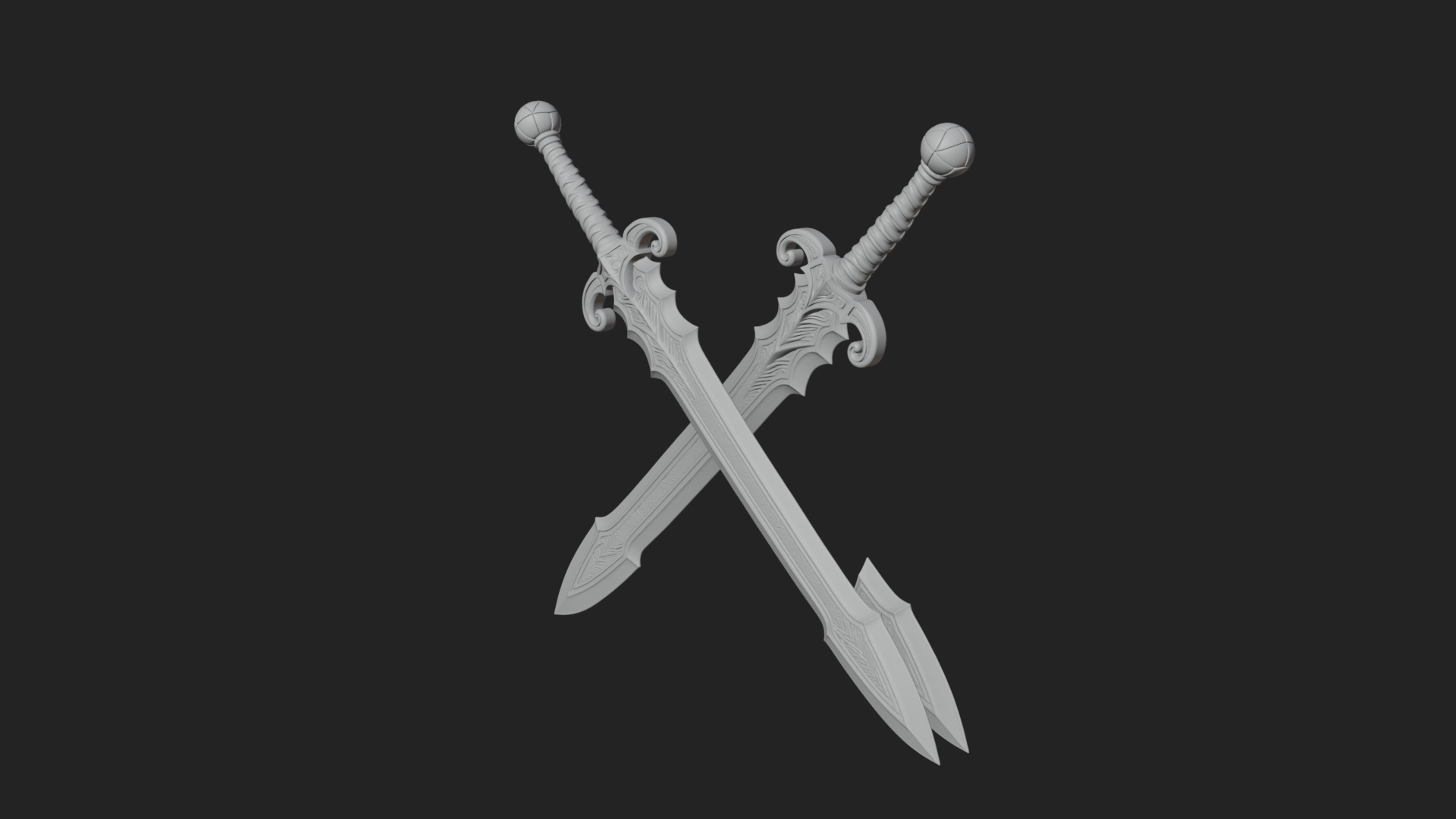 Carved Blade Longsword Model Design 9 3D Print Model 3D Model