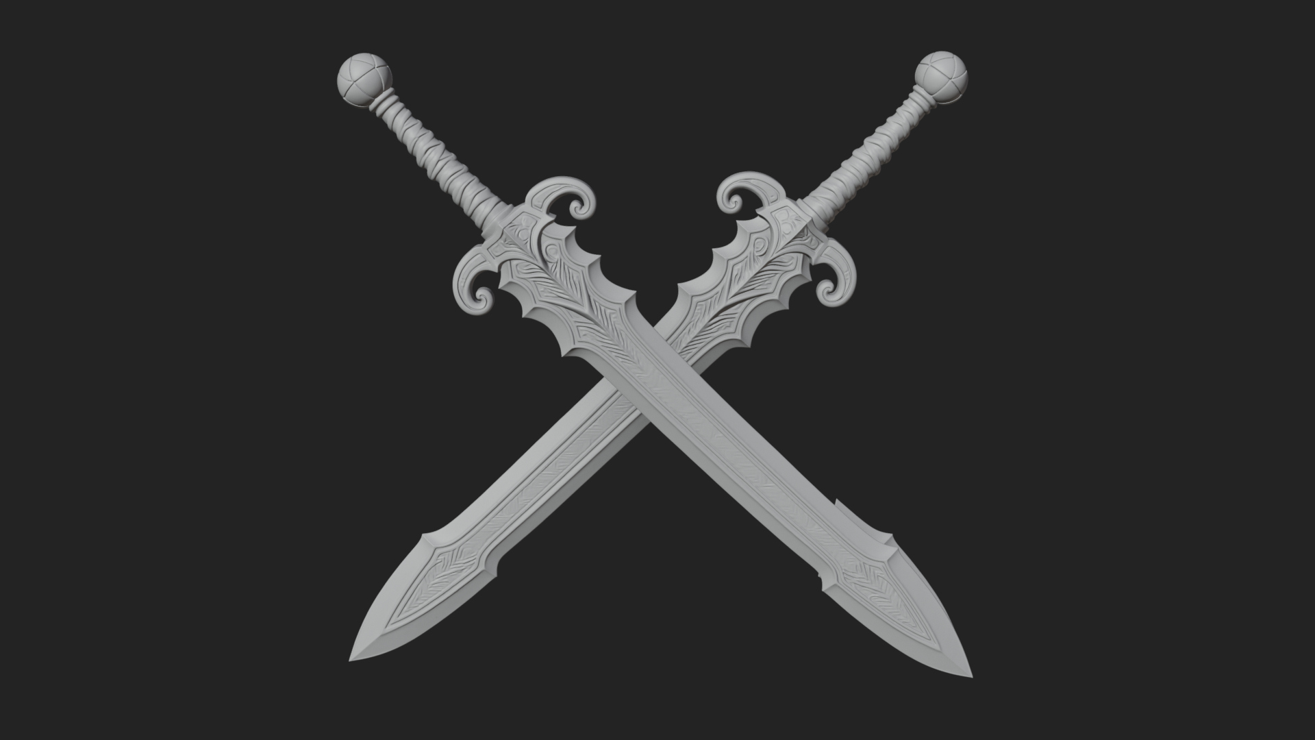 Carved Blade Longsword Model Design 9 3D Print Model 3D Model
