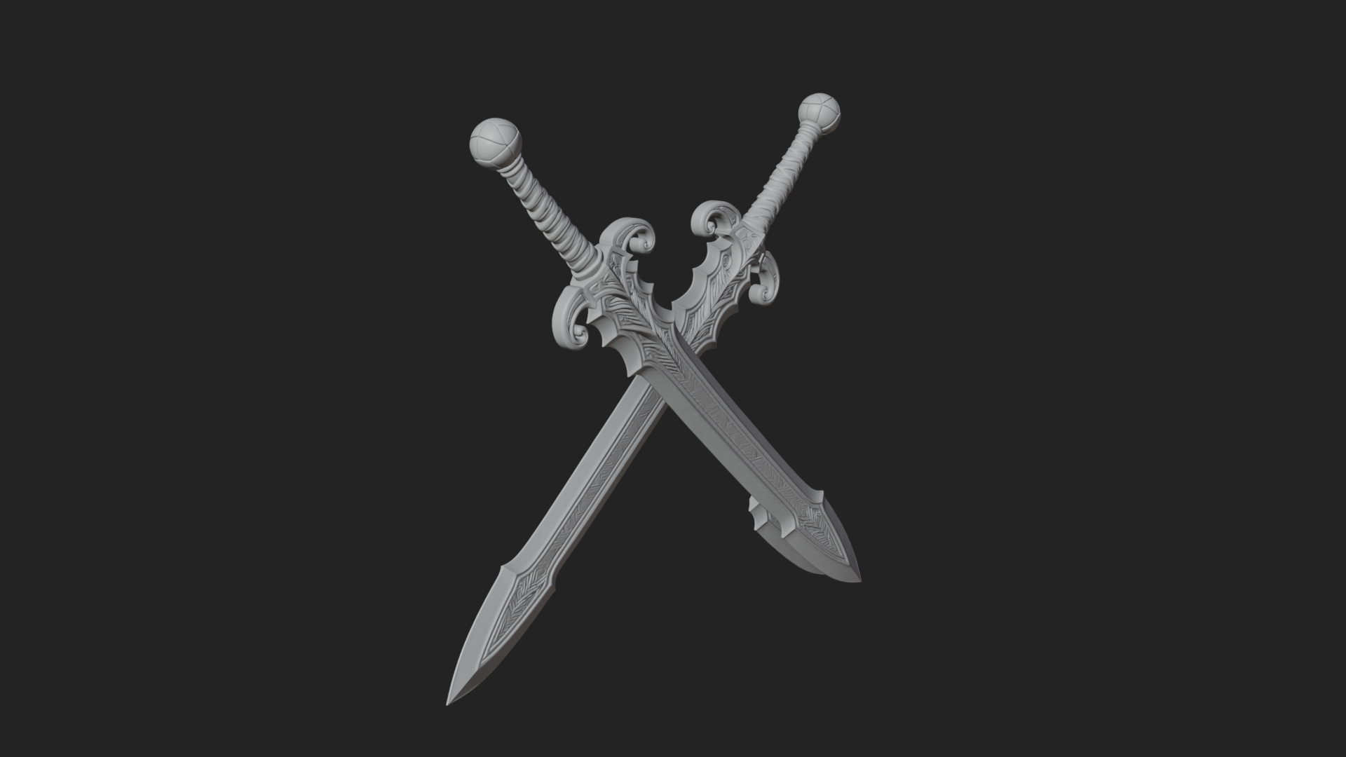 Carved Blade Longsword Model Design 9 3D Print Model 3D Model
