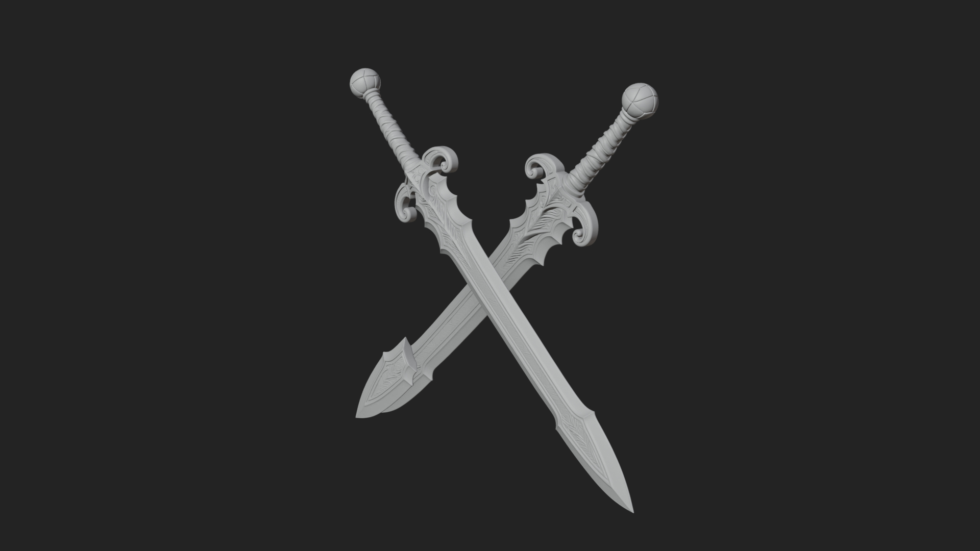 Carved Blade Longsword Model Design 9 3D Print Model 3D Model