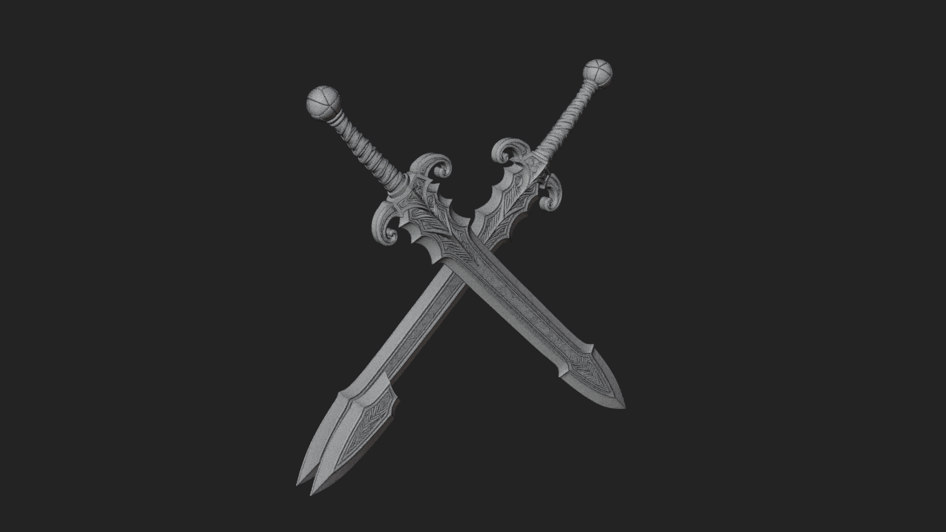 Carved Blade Longsword Model Design 9 3D Print Model 3D Model