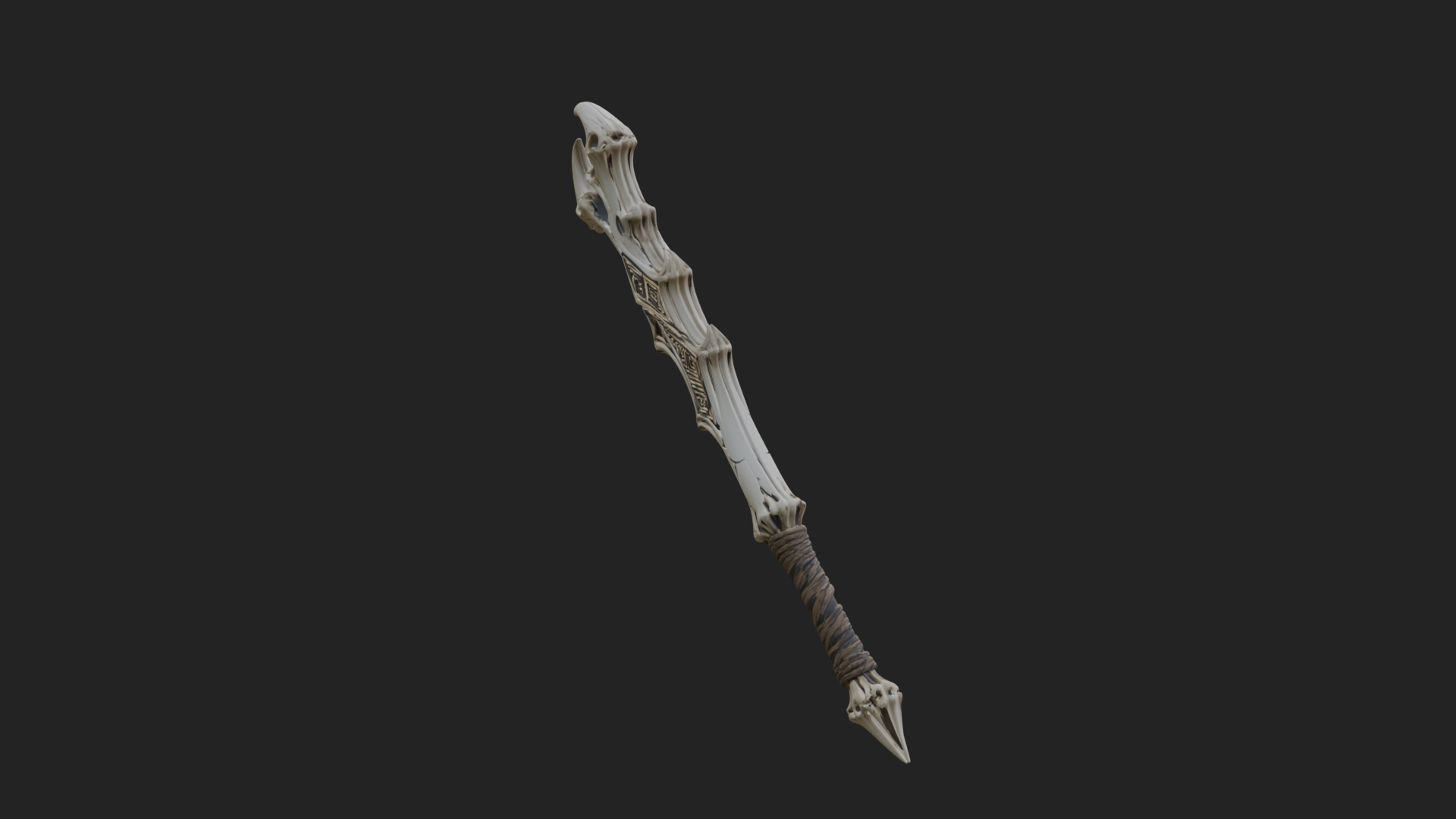 Carved Bone Staff Model Design 1 3D Print Model 3D Model