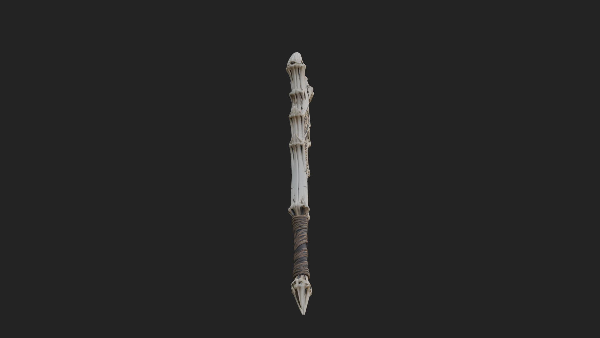 Carved Bone Staff Model Design 1 3D Print Model 3D Model