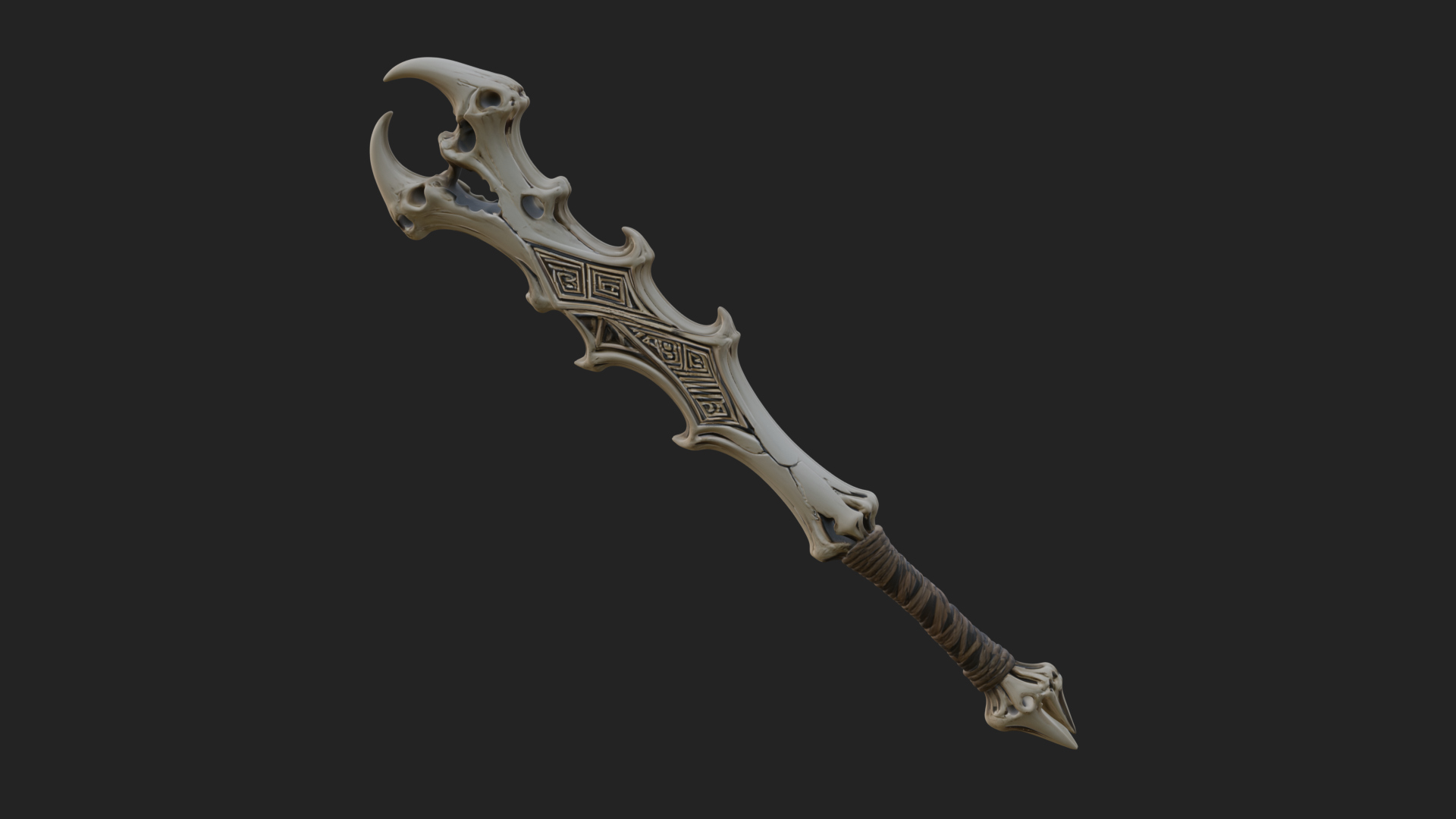 Carved Bone Staff Model Design 1 3D Print Model 3D Model