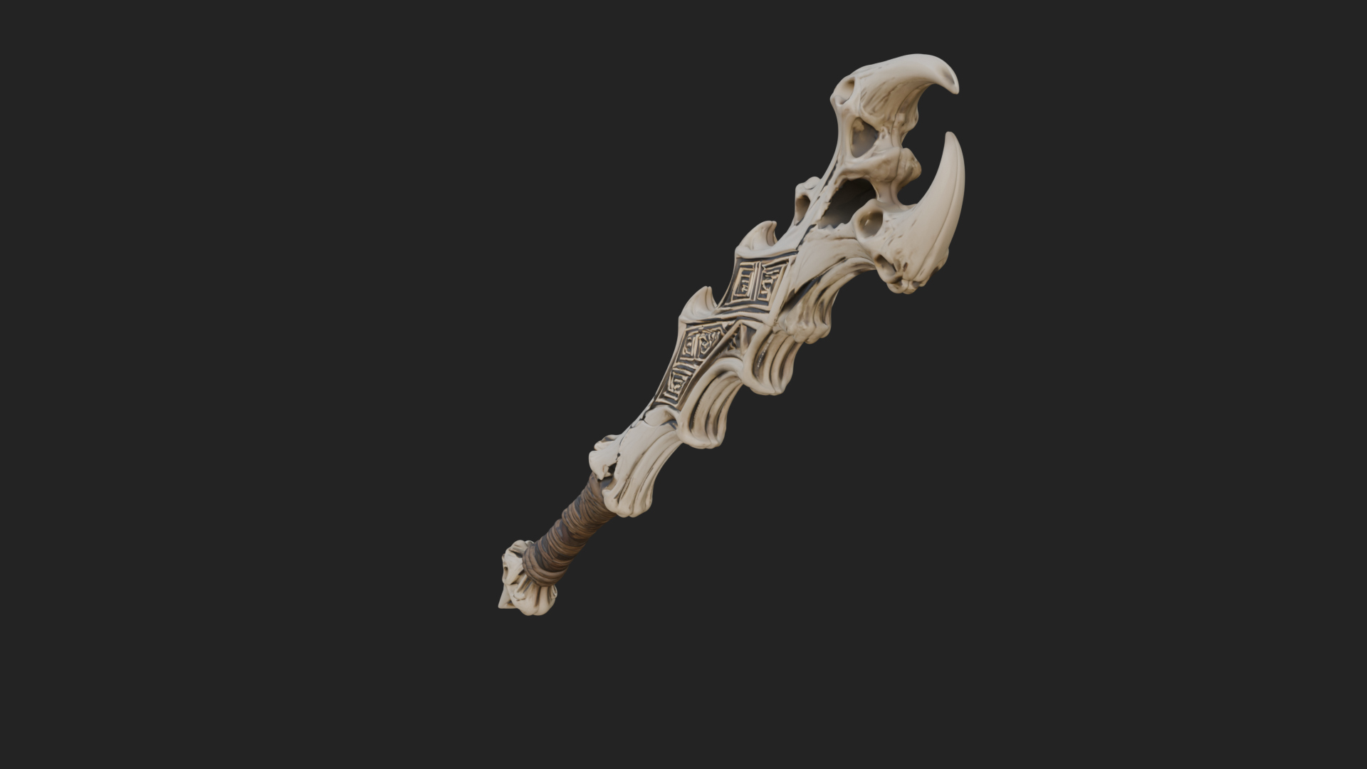 Carved Bone Staff Model Design 1 3D Print Model 3D Model
