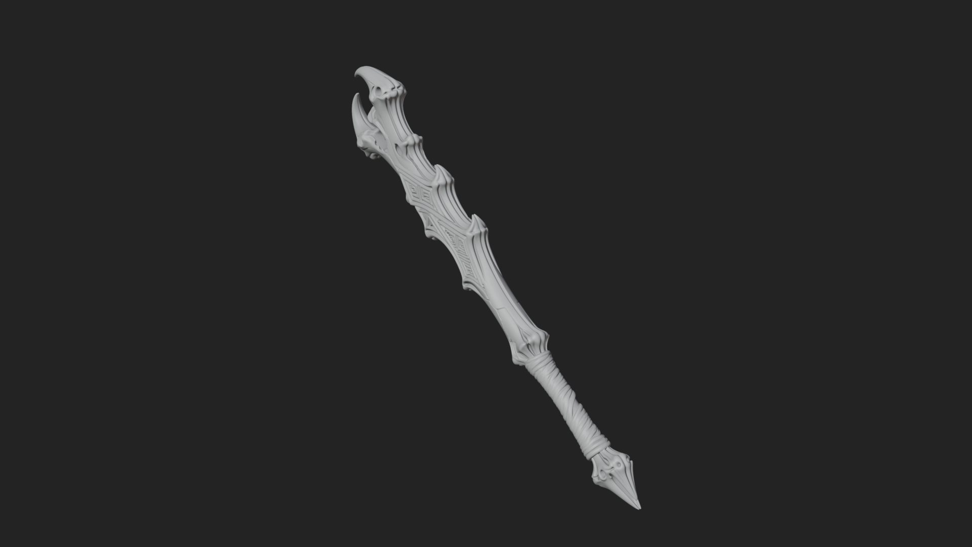 Carved Bone Staff Model Design 1 3D Print Model 3D Model