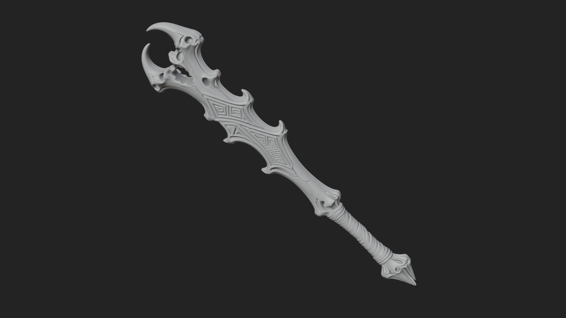 Carved Bone Staff Model Design 1 3D Print Model 3D Model