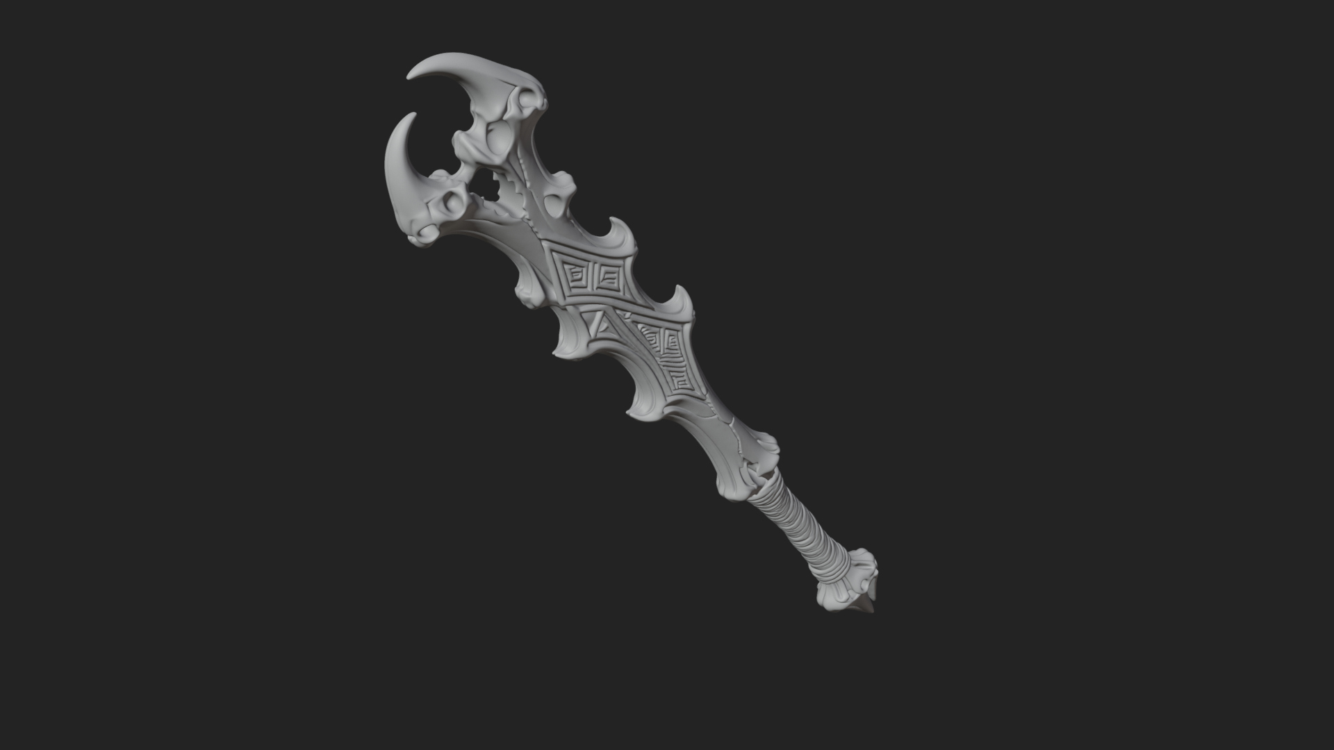 Carved Bone Staff Model Design 1 3D Print Model 3D Model