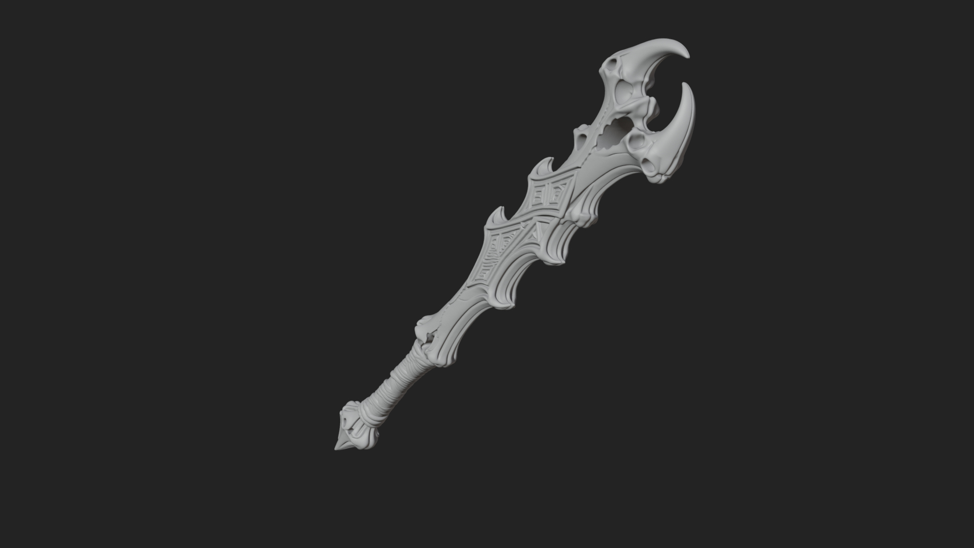 Carved Bone Staff Model Design 1 3D Print Model 3D Model