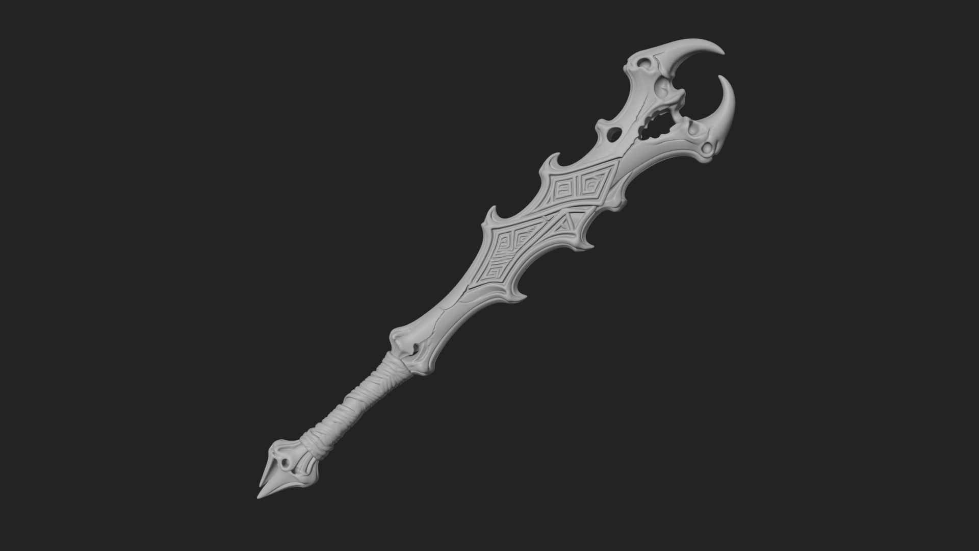 Carved Bone Staff Model Design 1 3D Print Model 3D Model