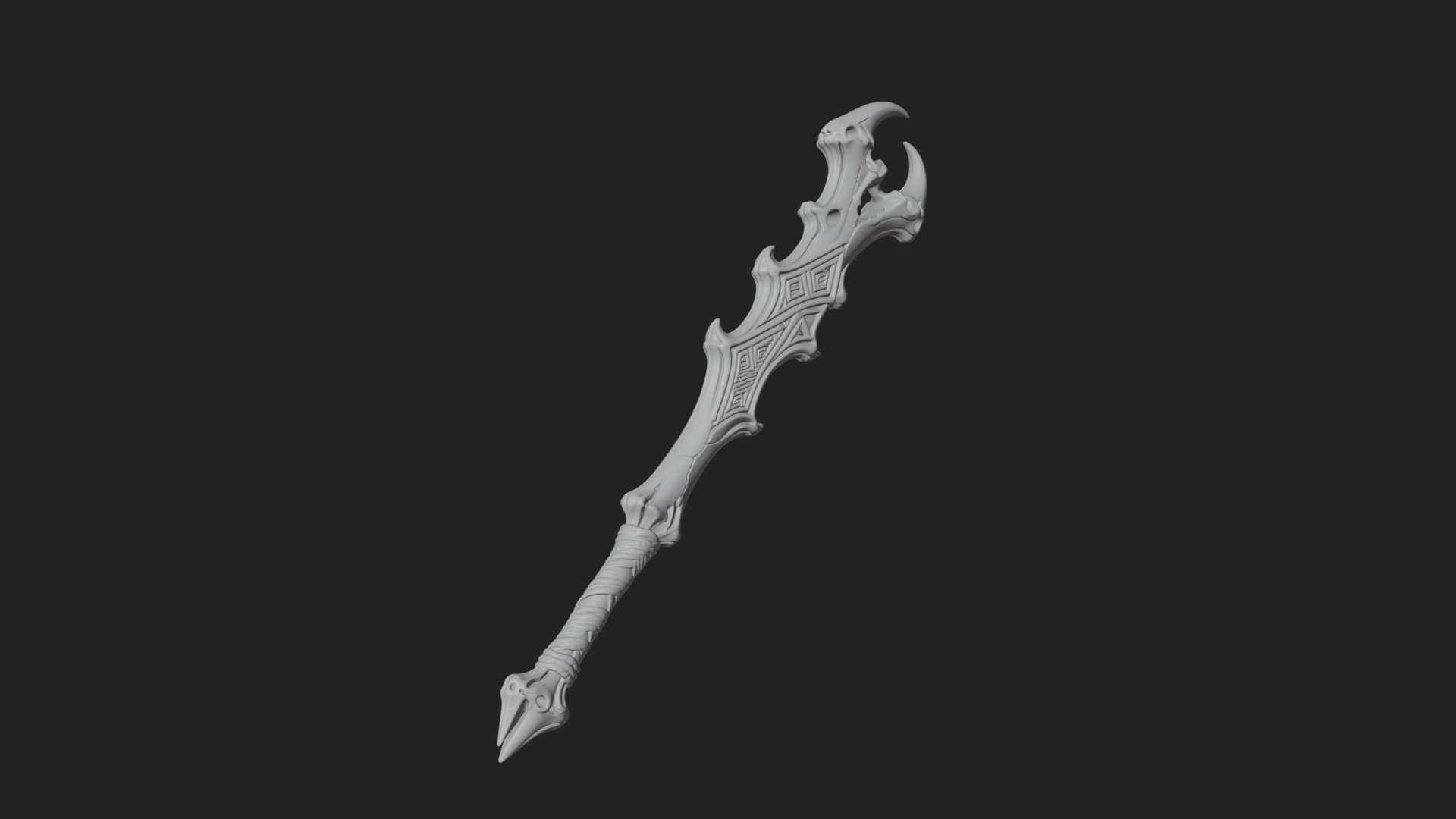 Carved Bone Staff Model Design 1 3D Print Model 3D Model