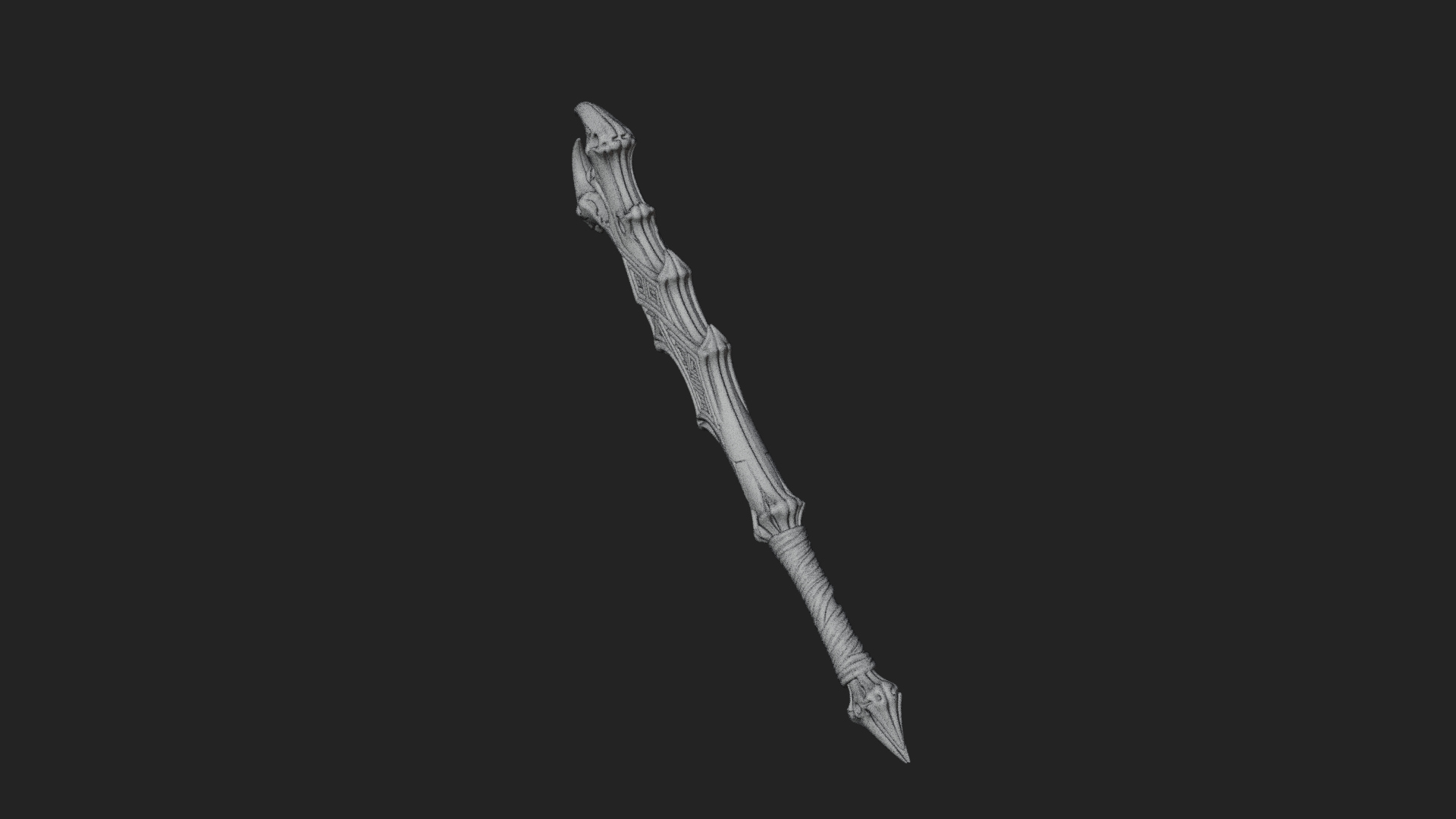 Carved Bone Staff Model Design 1 3D Print Model 3D Model