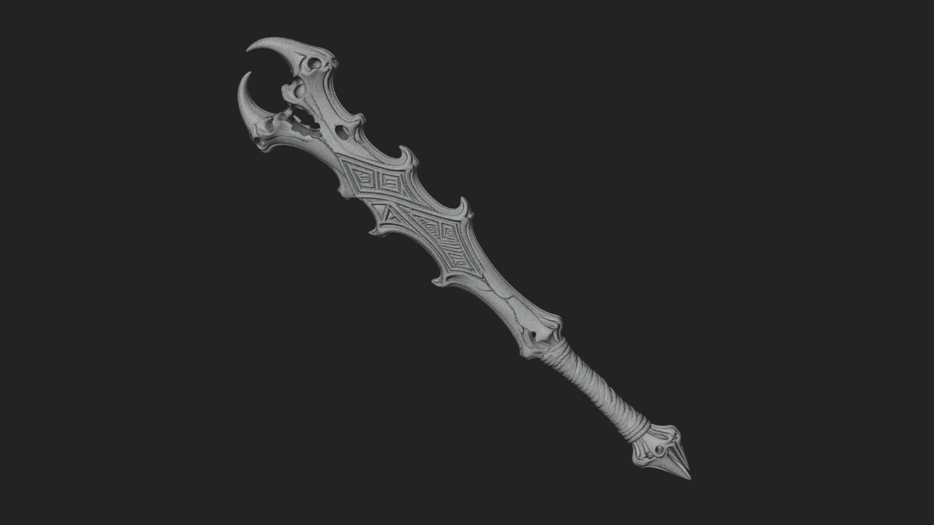 Carved Bone Staff Model Design 1 3D Print Model 3D Model