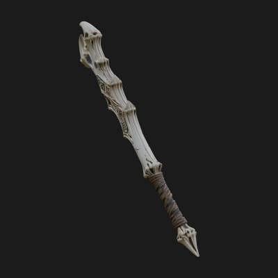 Carved Bone Staff Model Design 1 3D Print Model