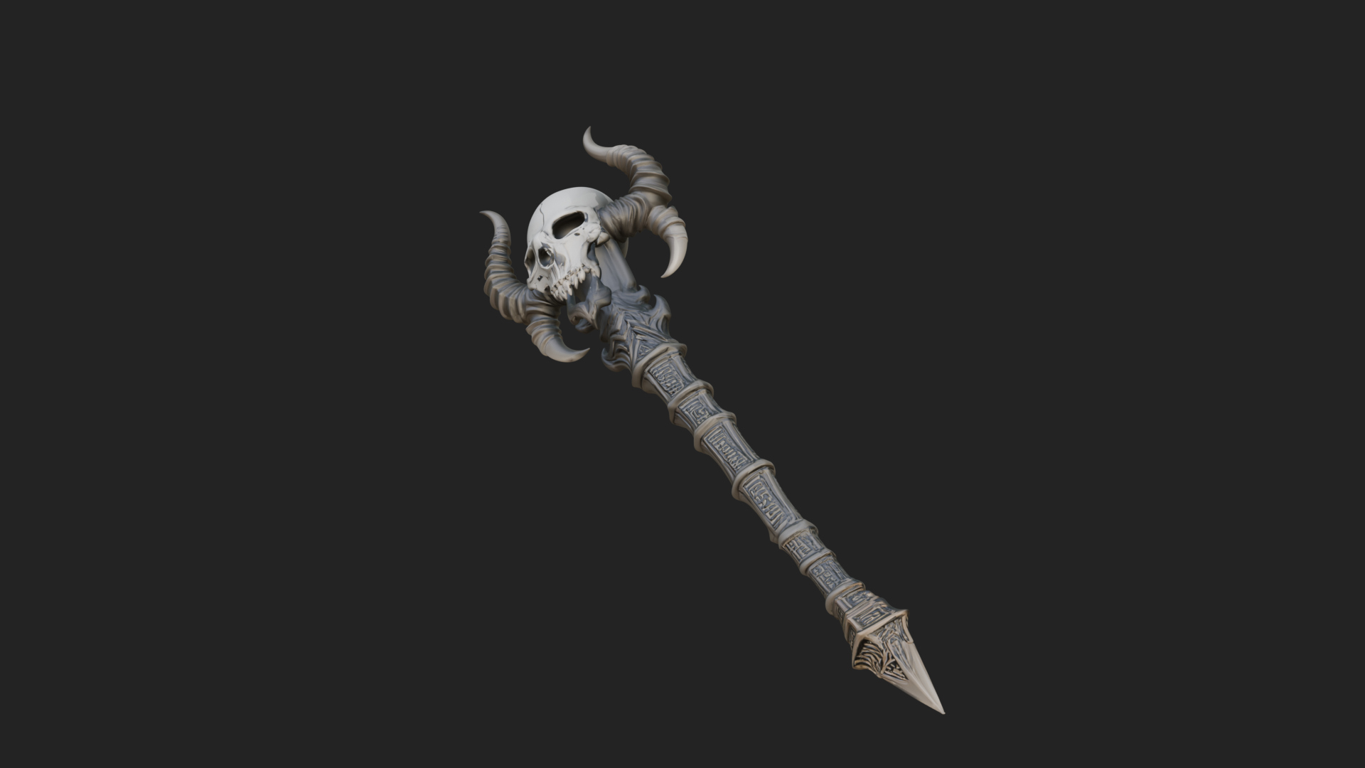 Carved Bone Staff Model Design 10 3D Print Model 3D Model