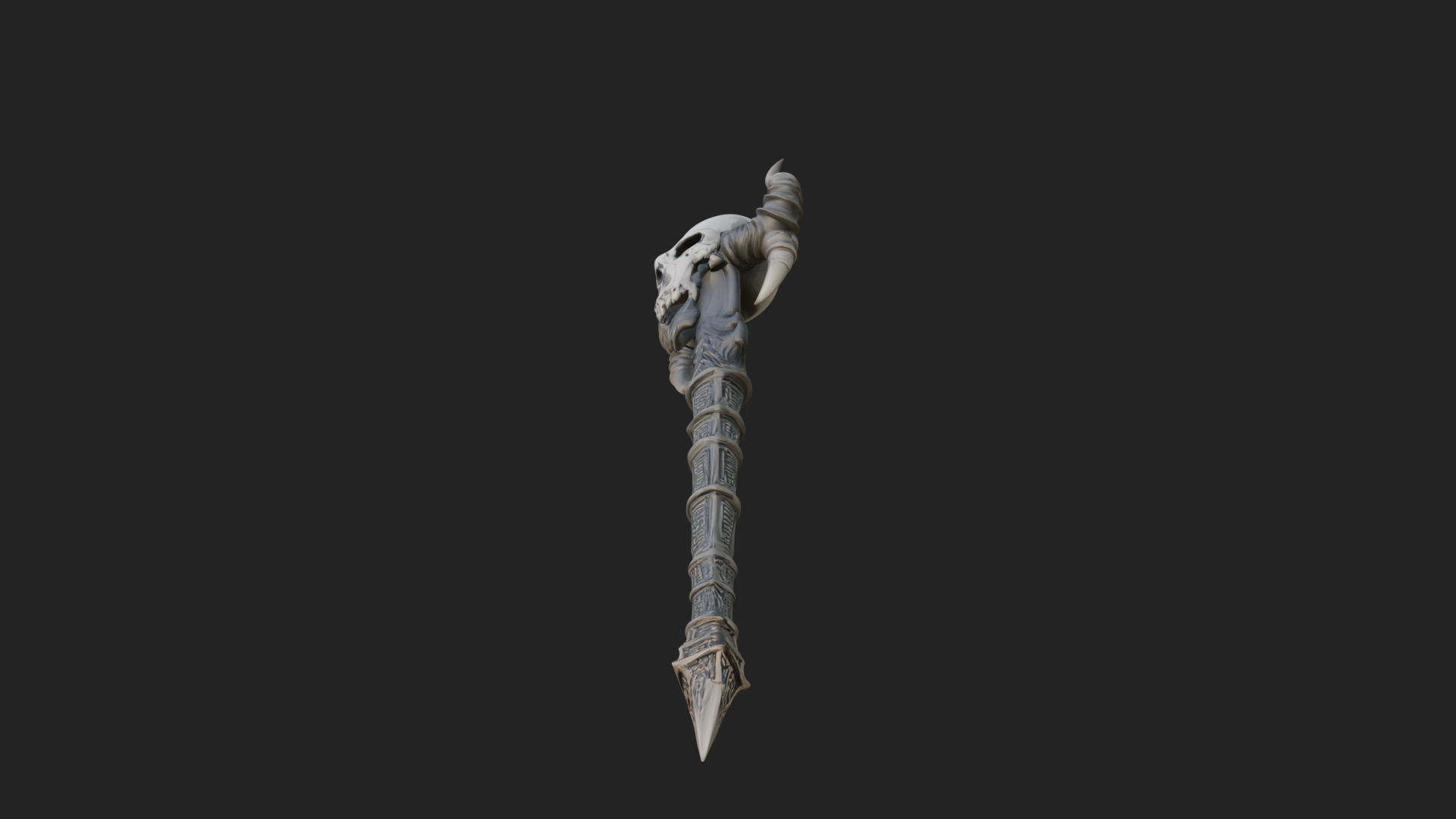 Carved Bone Staff Model Design 10 3D Print Model 3D Model