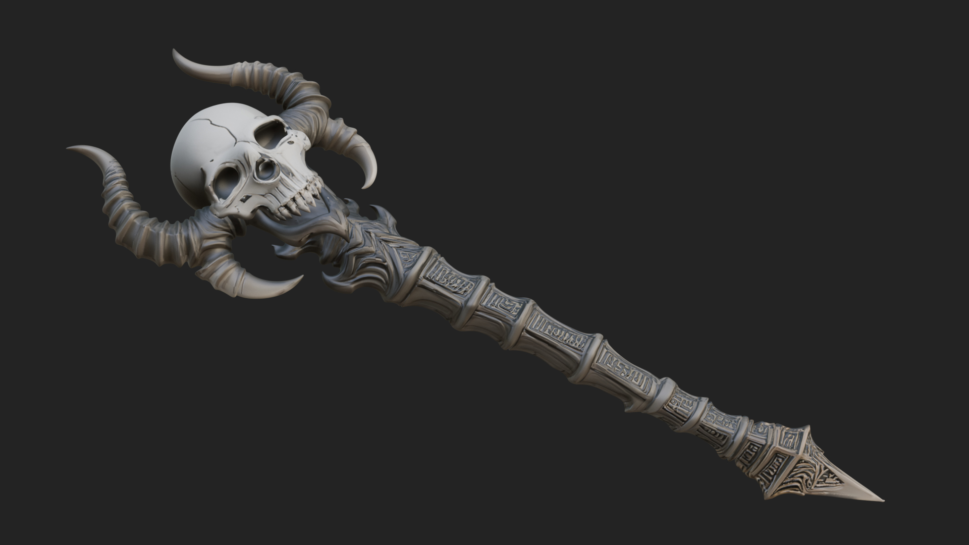 Carved Bone Staff Model Design 10 3D Print Model 3D Model