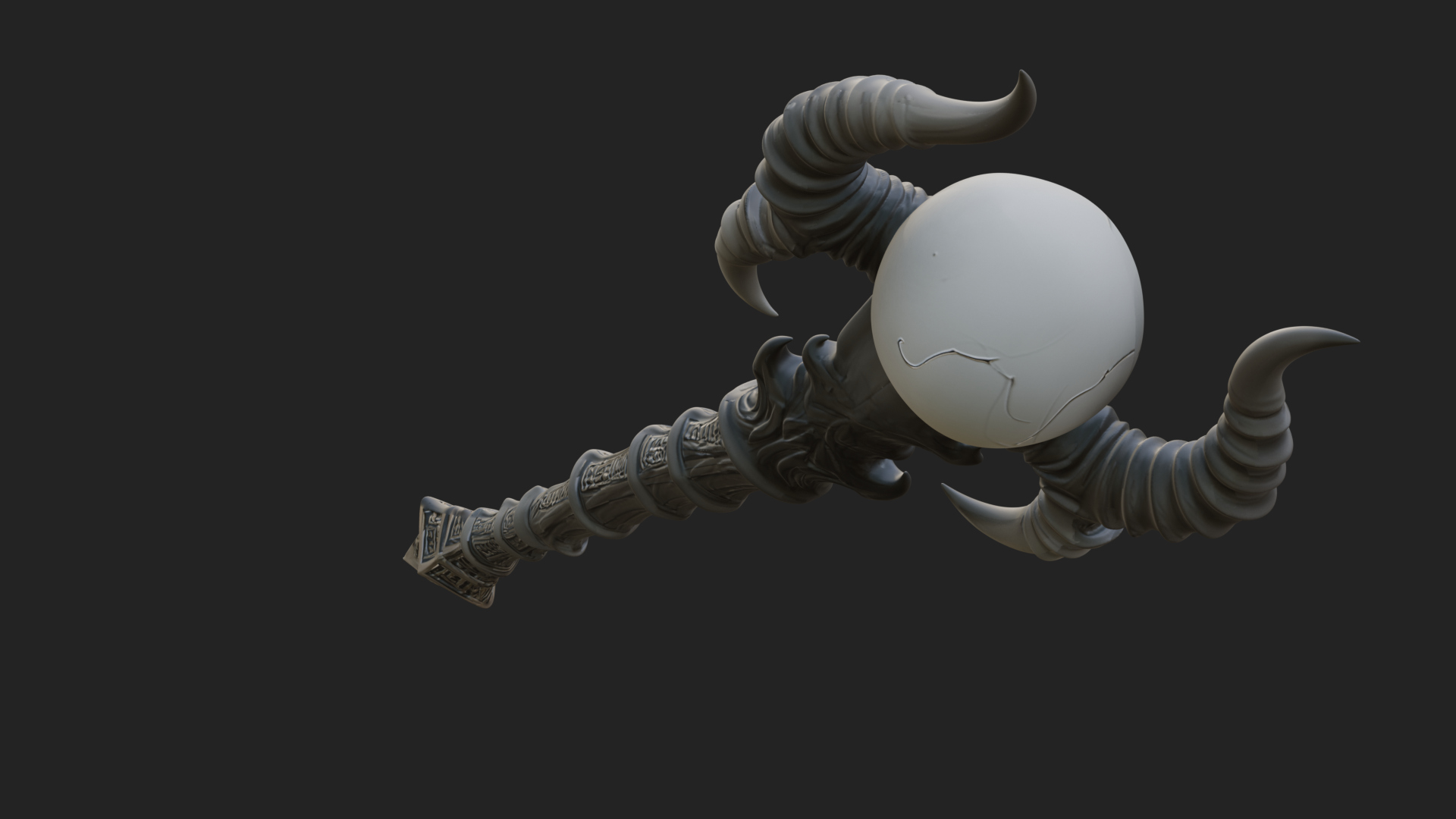 Carved Bone Staff Model Design 10 3D Print Model 3D Model