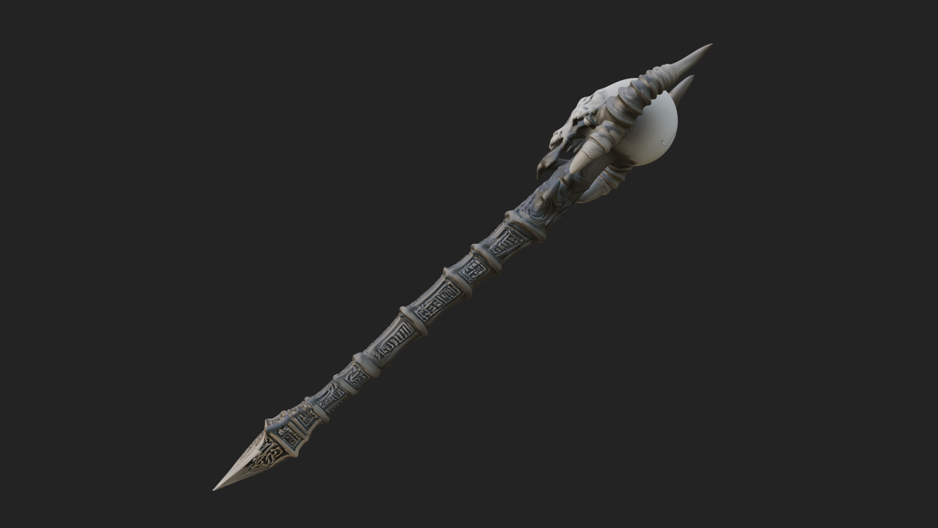 Carved Bone Staff Model Design 10 3D Print Model 3D Model