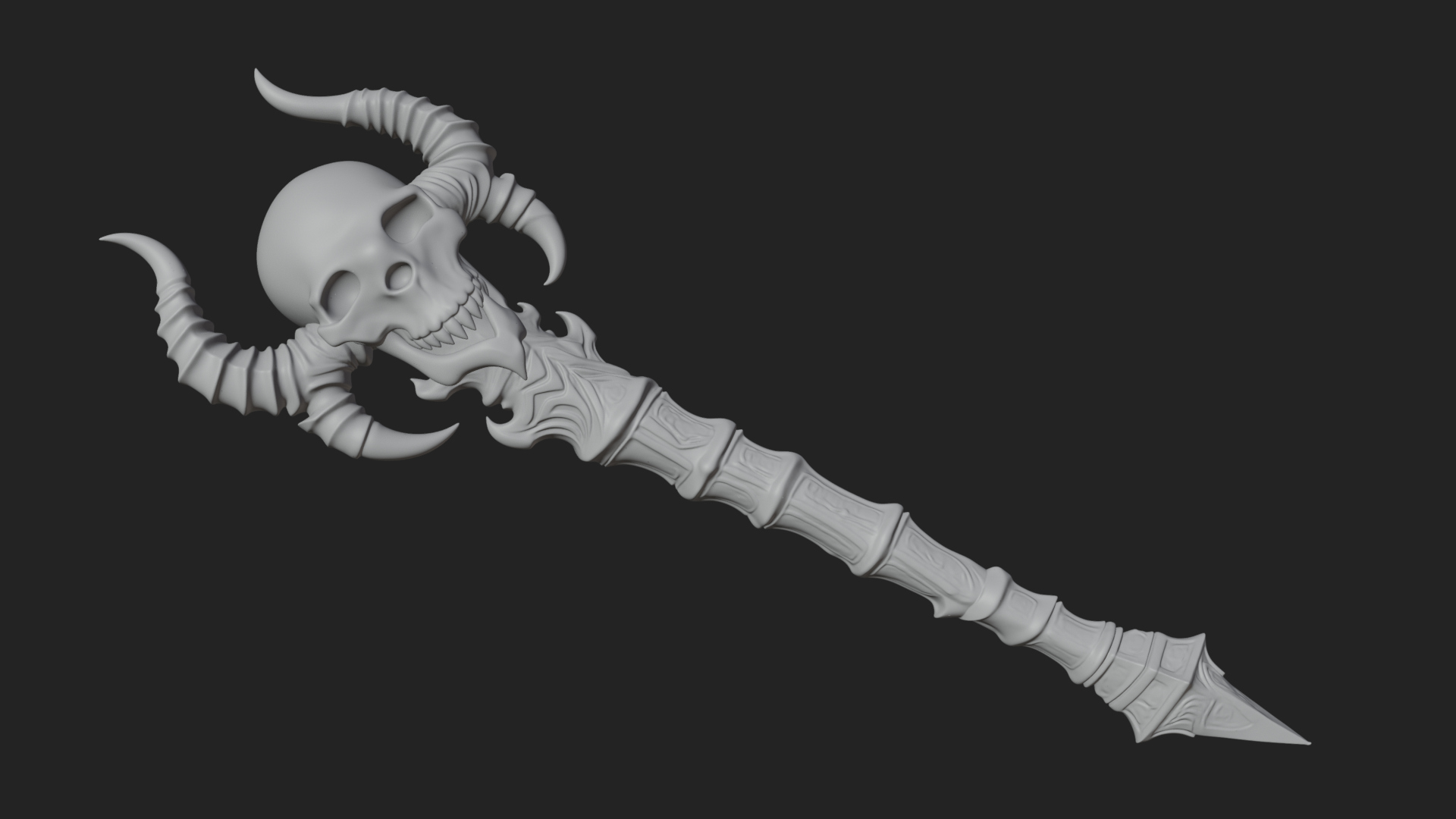 Carved Bone Staff Model Design 10 3D Print Model 3D Model