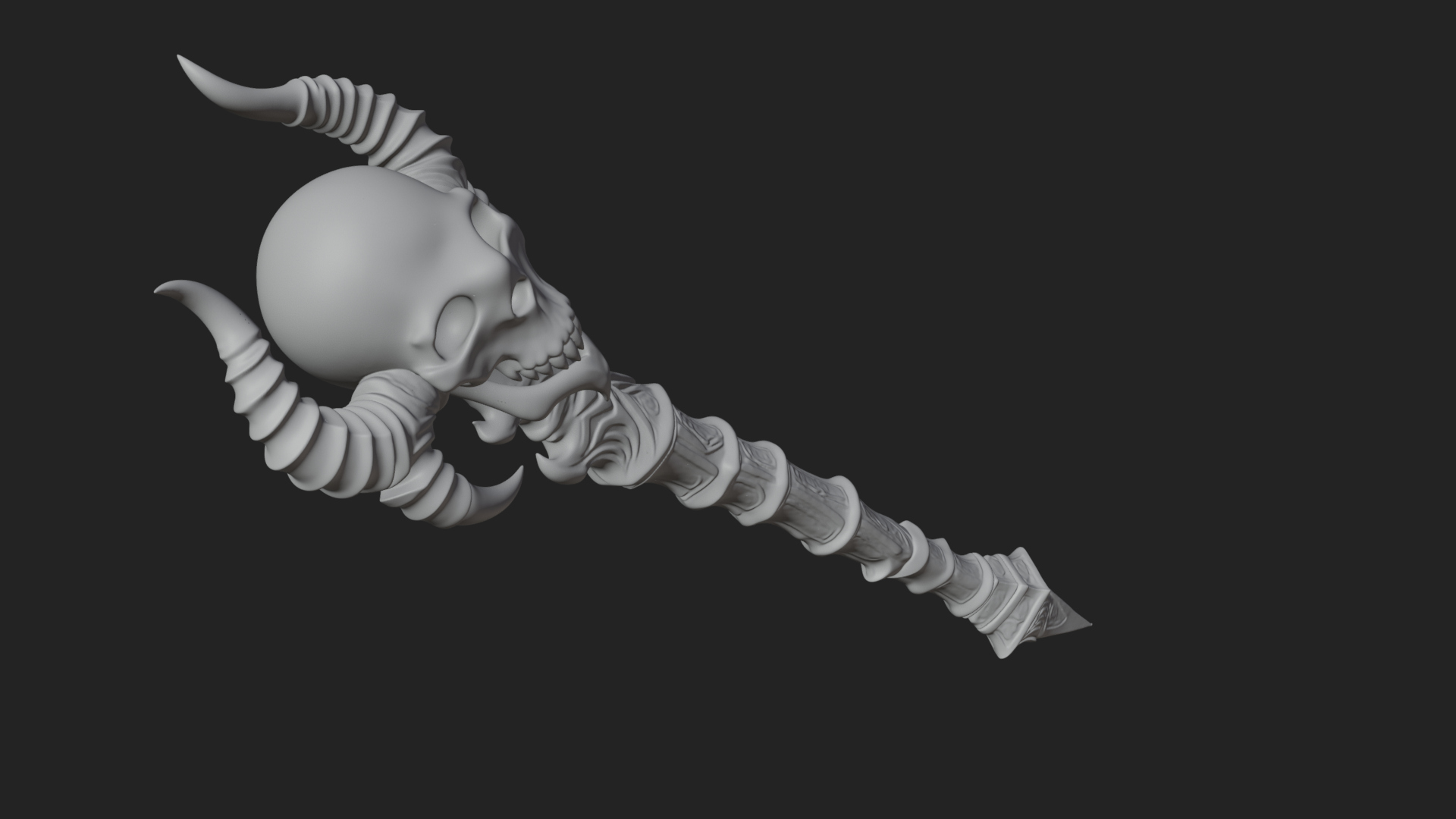 Carved Bone Staff Model Design 10 3D Print Model 3D Model