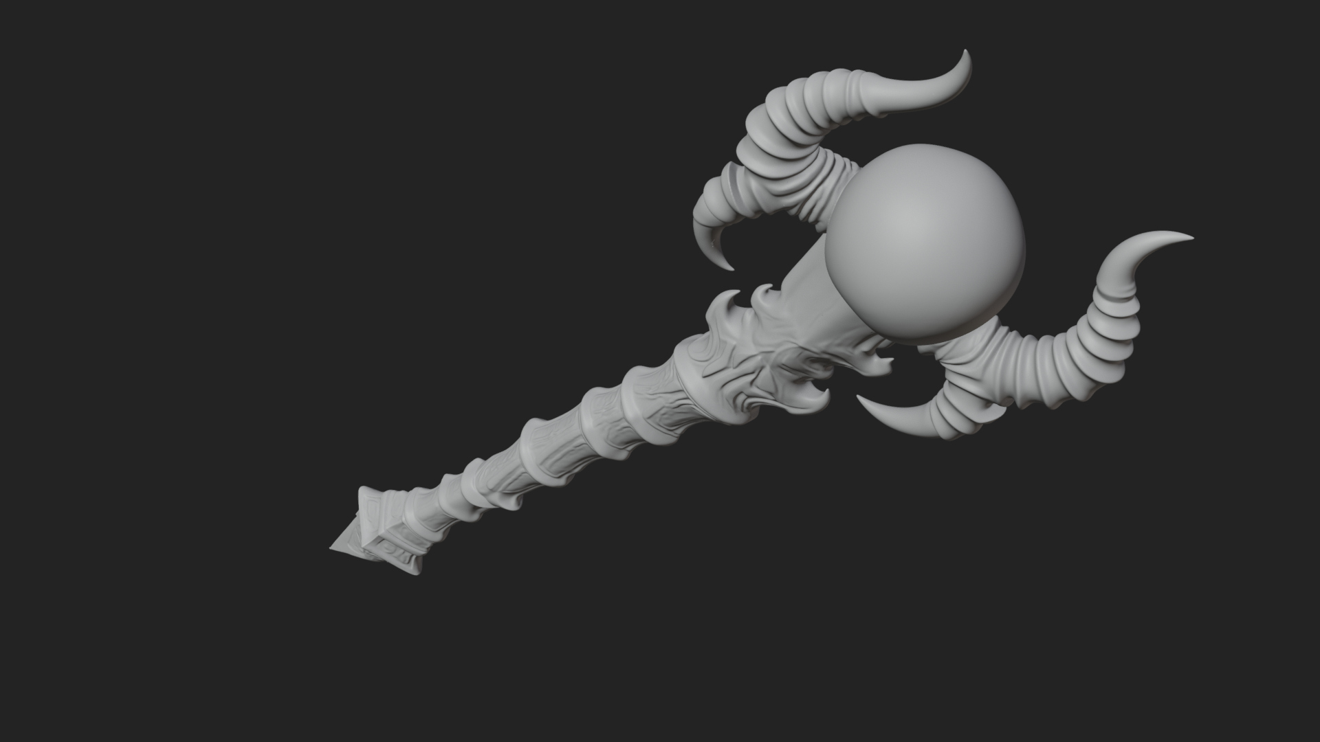 Carved Bone Staff Model Design 10 3D Print Model 3D Model