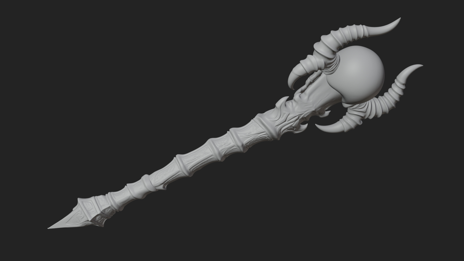 Carved Bone Staff Model Design 10 3D Print Model 3D Model