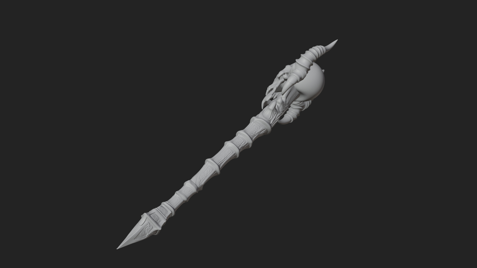 Carved Bone Staff Model Design 10 3D Print Model 3D Model