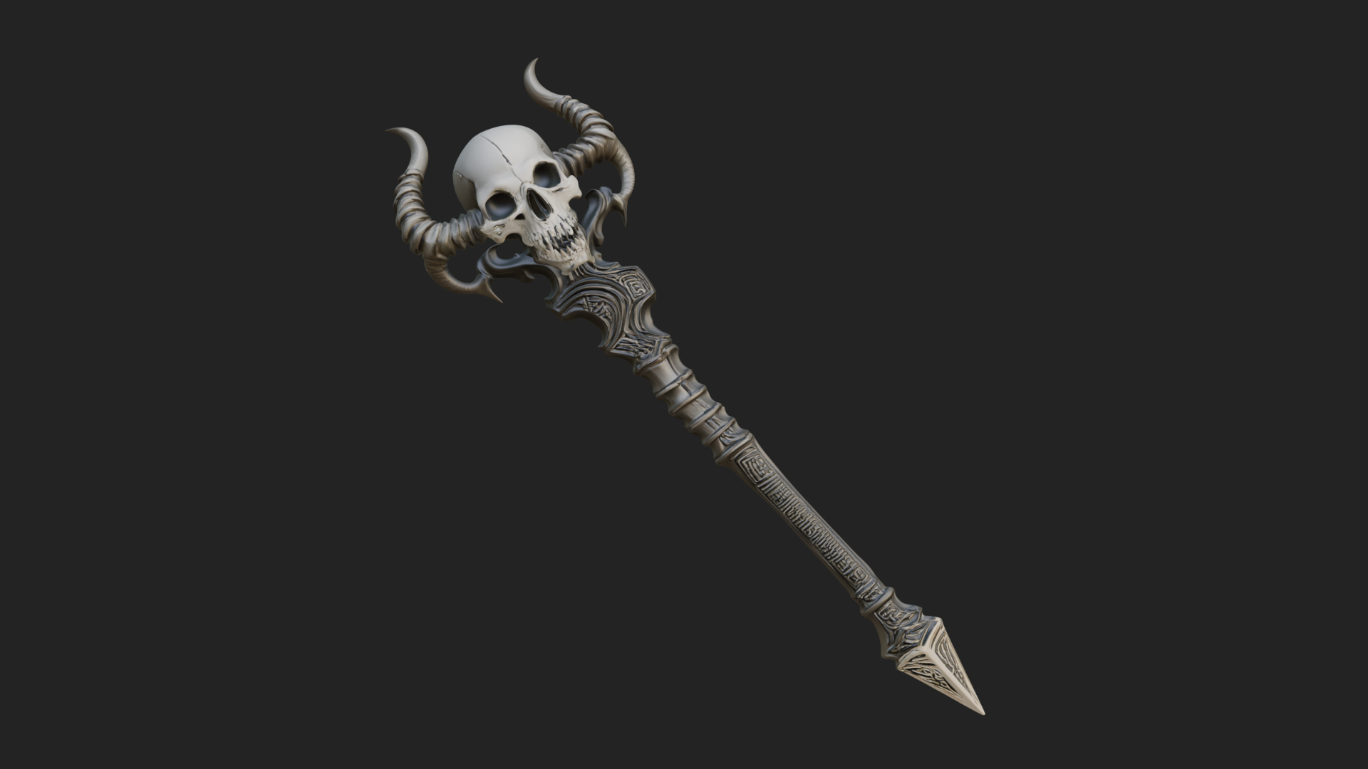Carved Bone Staff Model Design 11 3D Print Model 3D Model