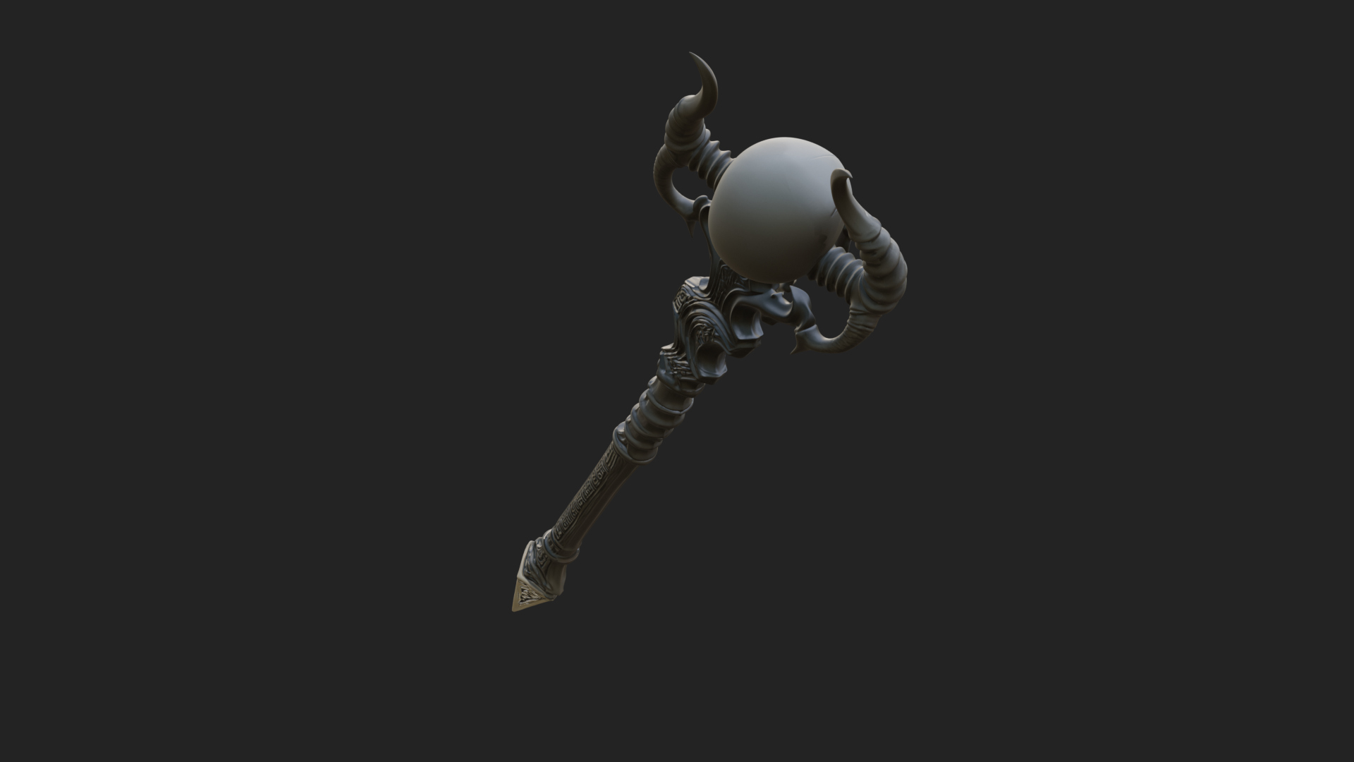 Carved Bone Staff Model Design 11 3D Print Model 3D Model
