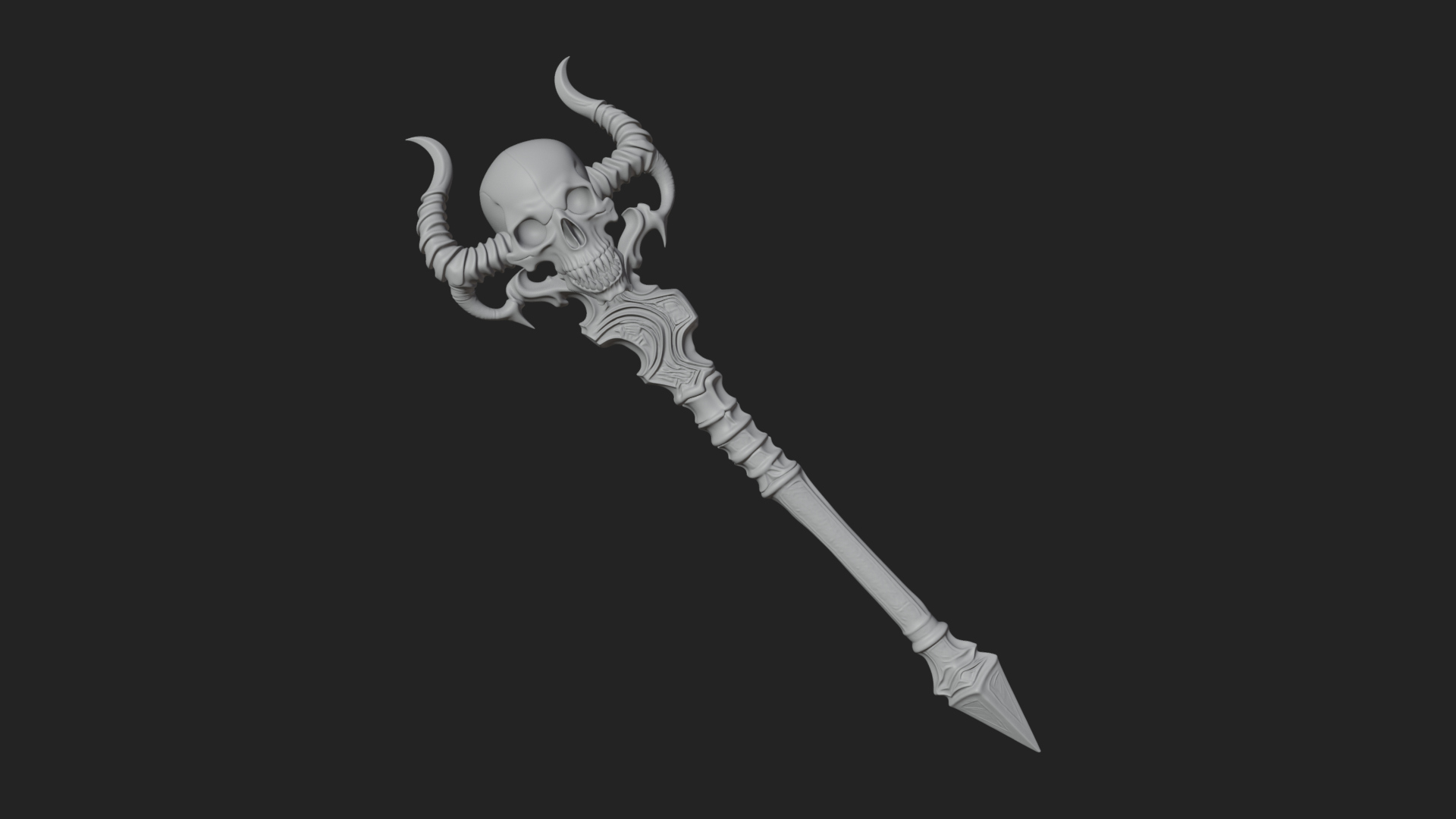 Carved Bone Staff Model Design 11 3D Print Model 3D Model