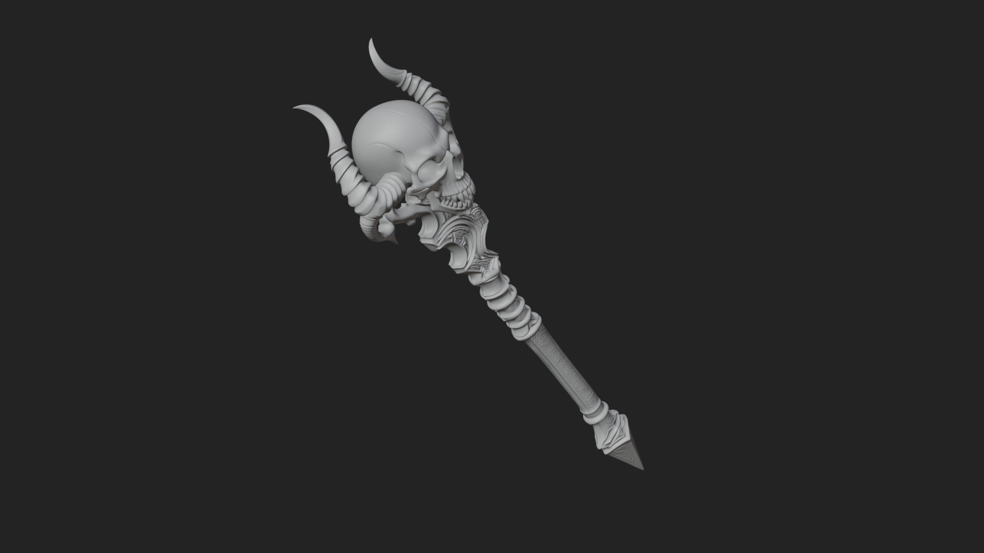 Carved Bone Staff Model Design 11 3D Print Model 3D Model