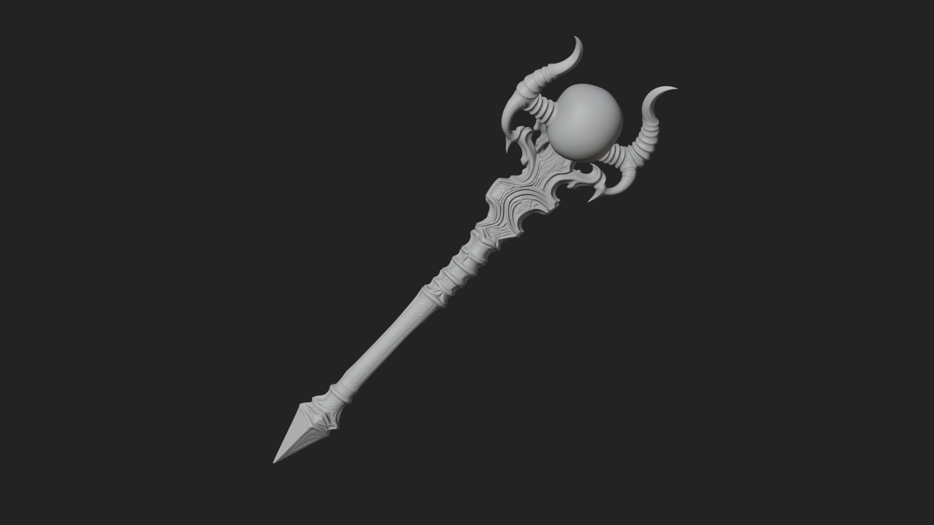 Carved Bone Staff Model Design 11 3D Print Model 3D Model