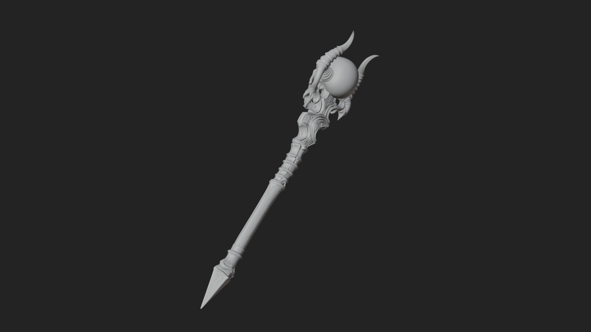 Carved Bone Staff Model Design 11 3D Print Model 3D Model