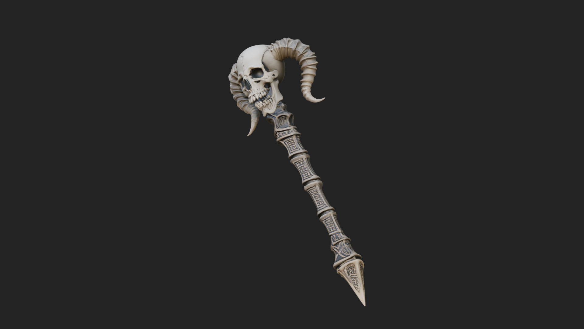 Carved Bone Staff Model Design 12 3D Print Model 3D Model