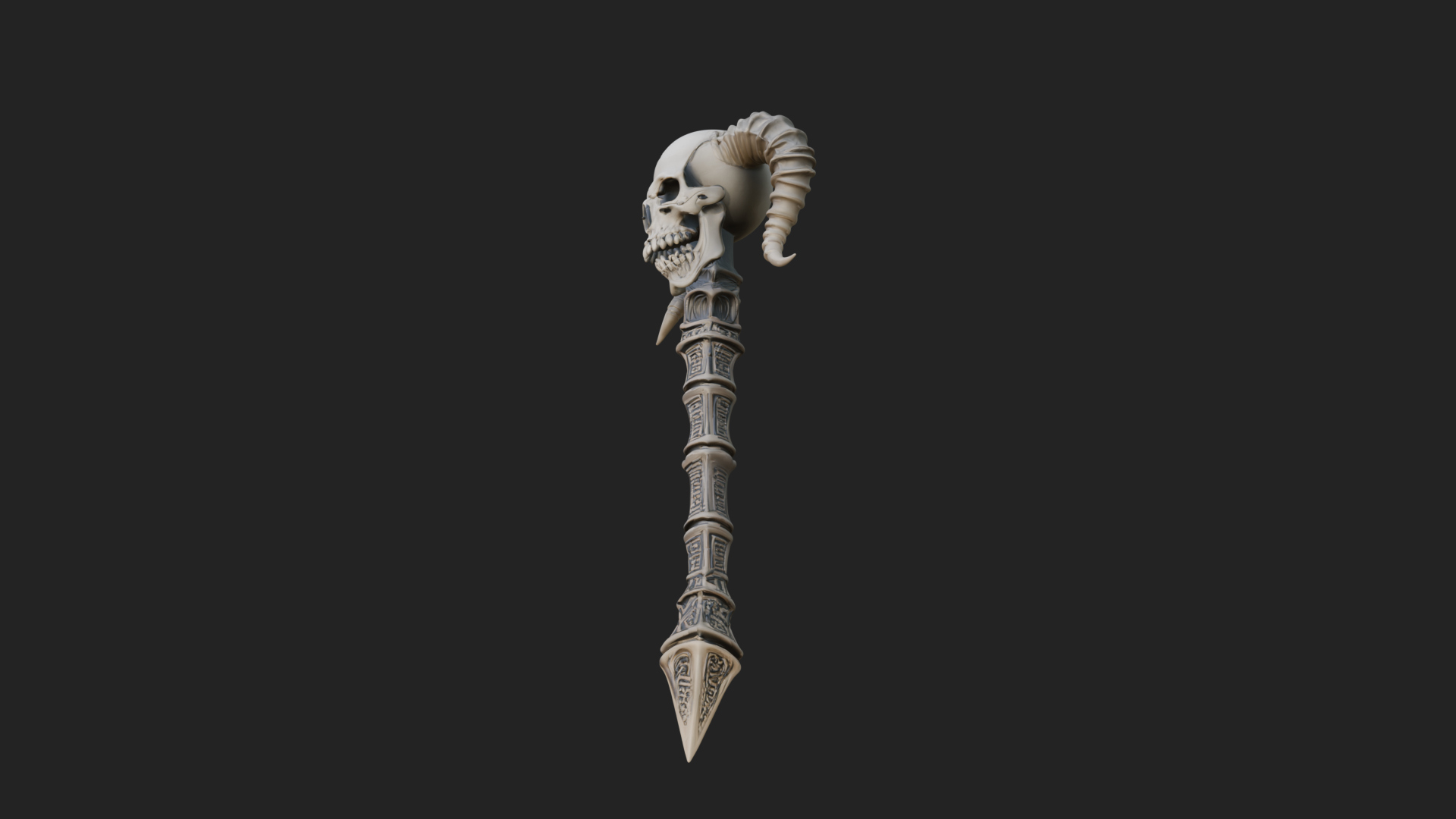 Carved Bone Staff Model Design 12 3D Print Model 3D Model