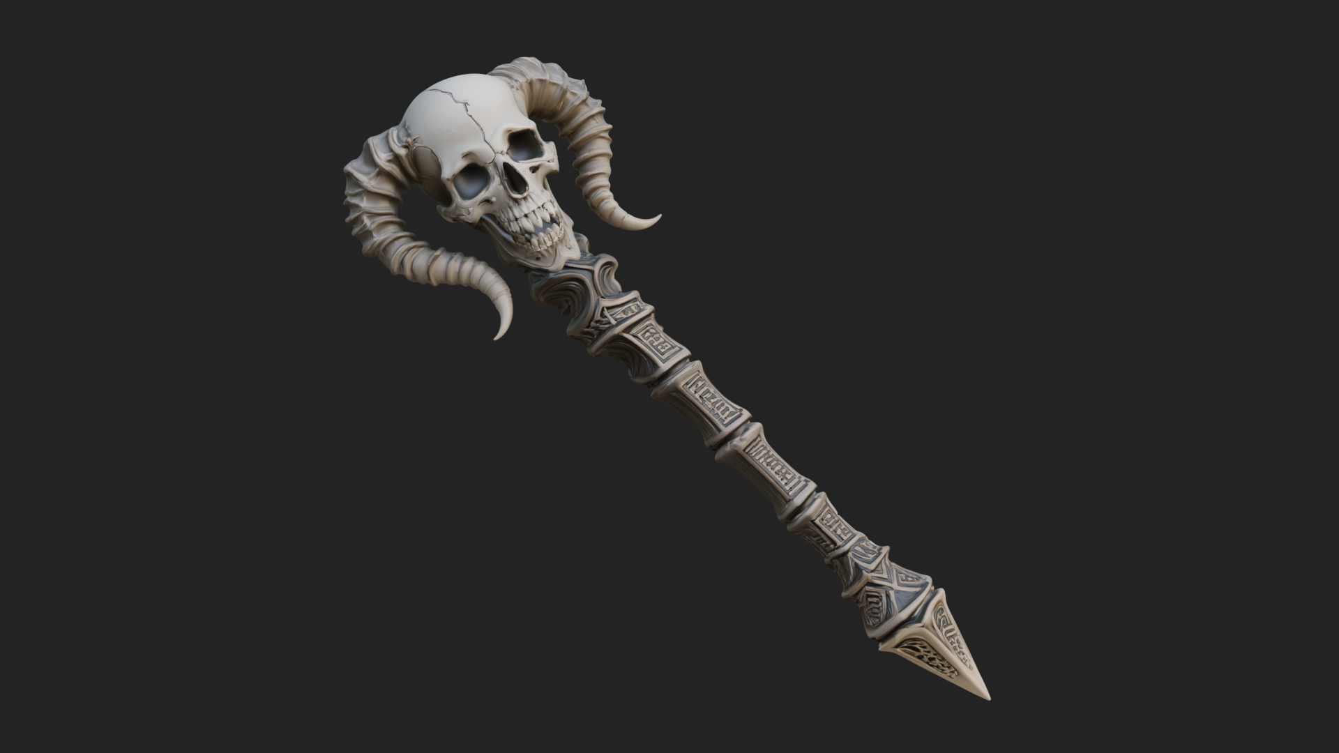 Carved Bone Staff Model Design 12 3D Print Model 3D Model