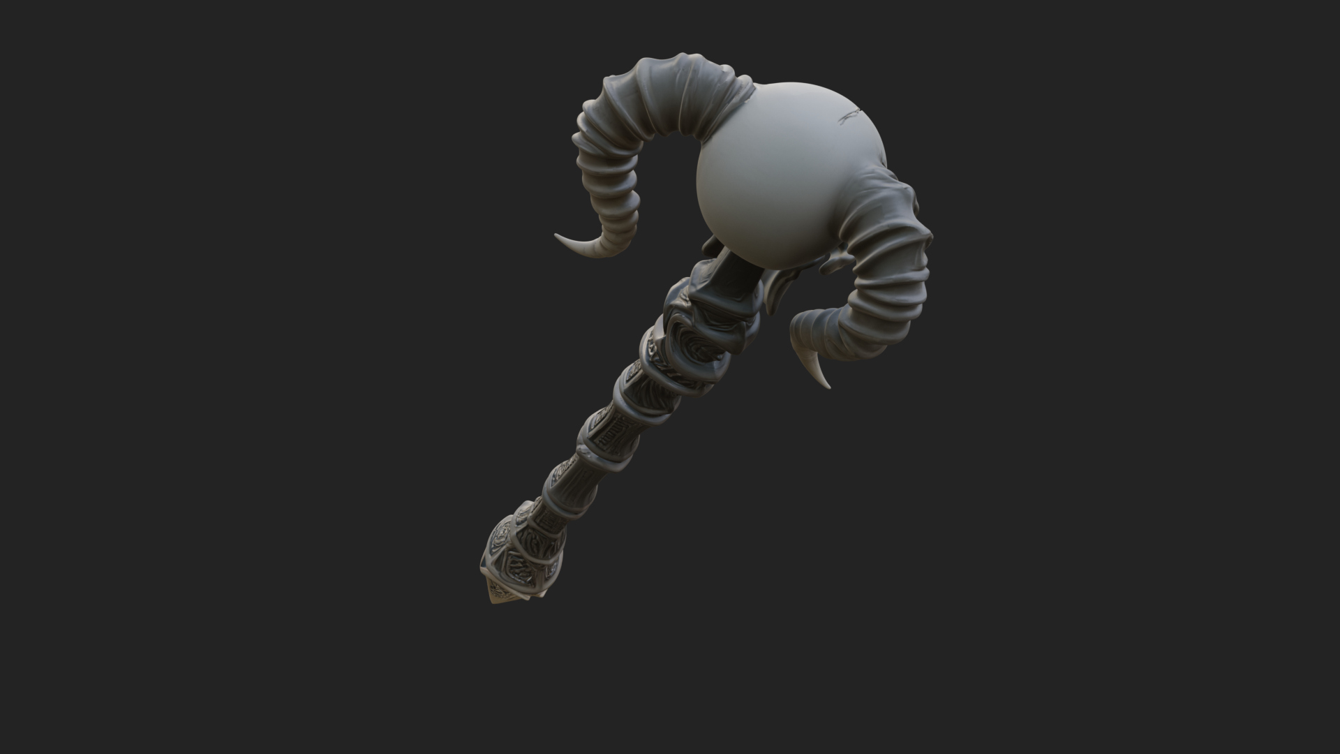 Carved Bone Staff Model Design 12 3D Print Model 3D Model