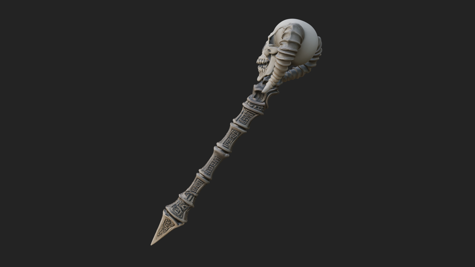 Carved Bone Staff Model Design 12 3D Print Model 3D Model
