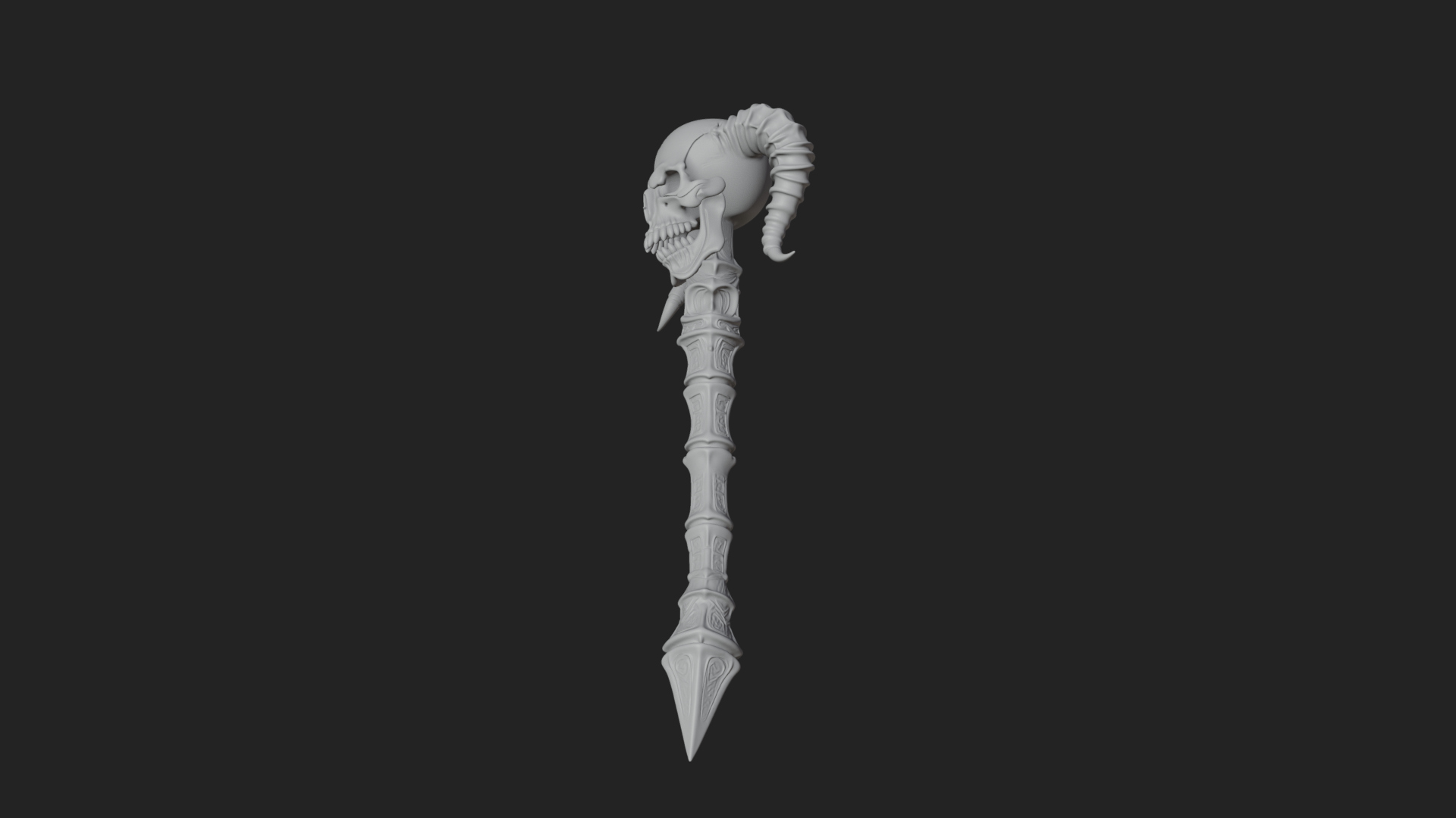 Carved Bone Staff Model Design 12 3D Print Model 3D Model