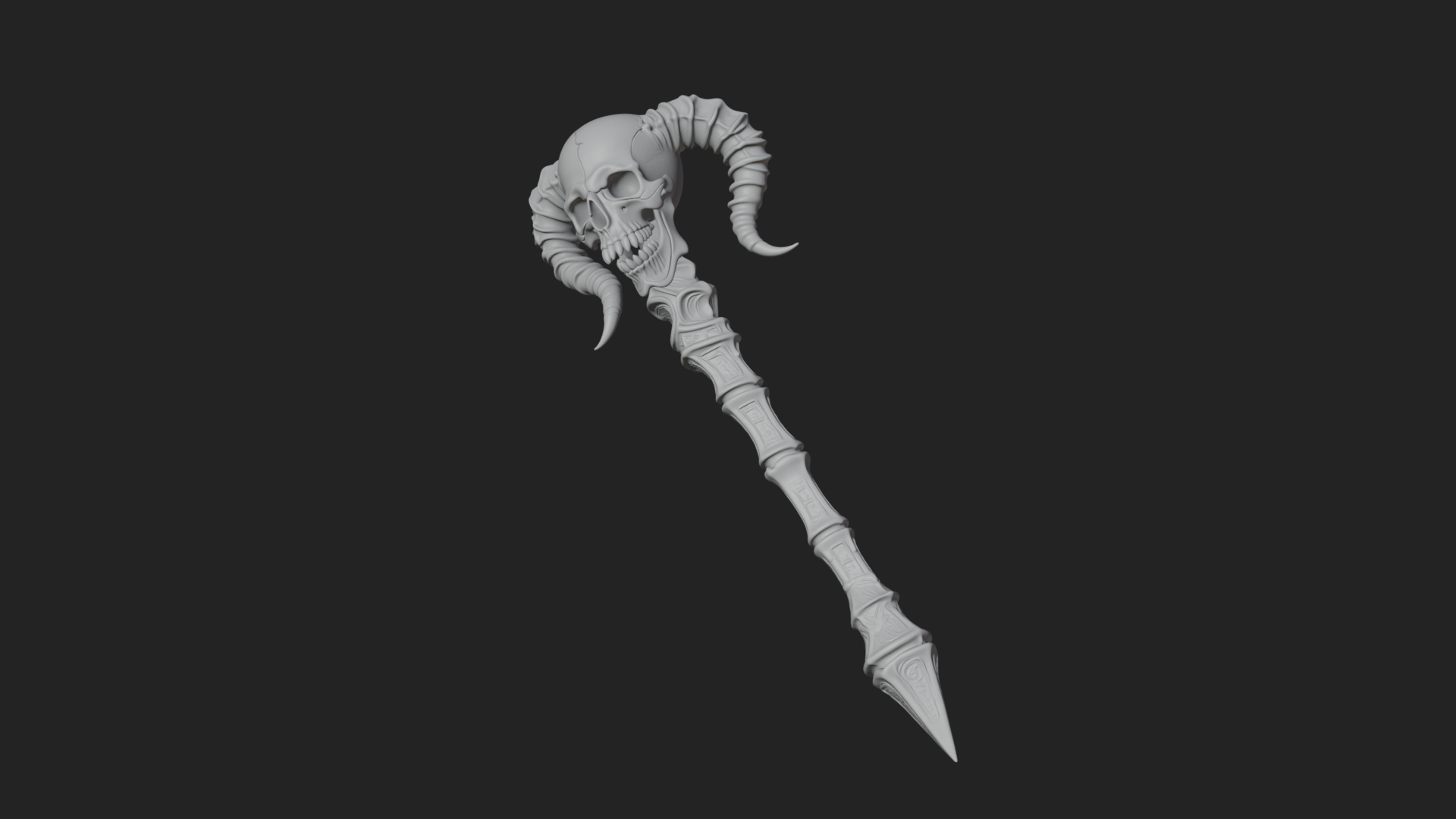 Carved Bone Staff Model Design 12 3D Print Model 3D Model