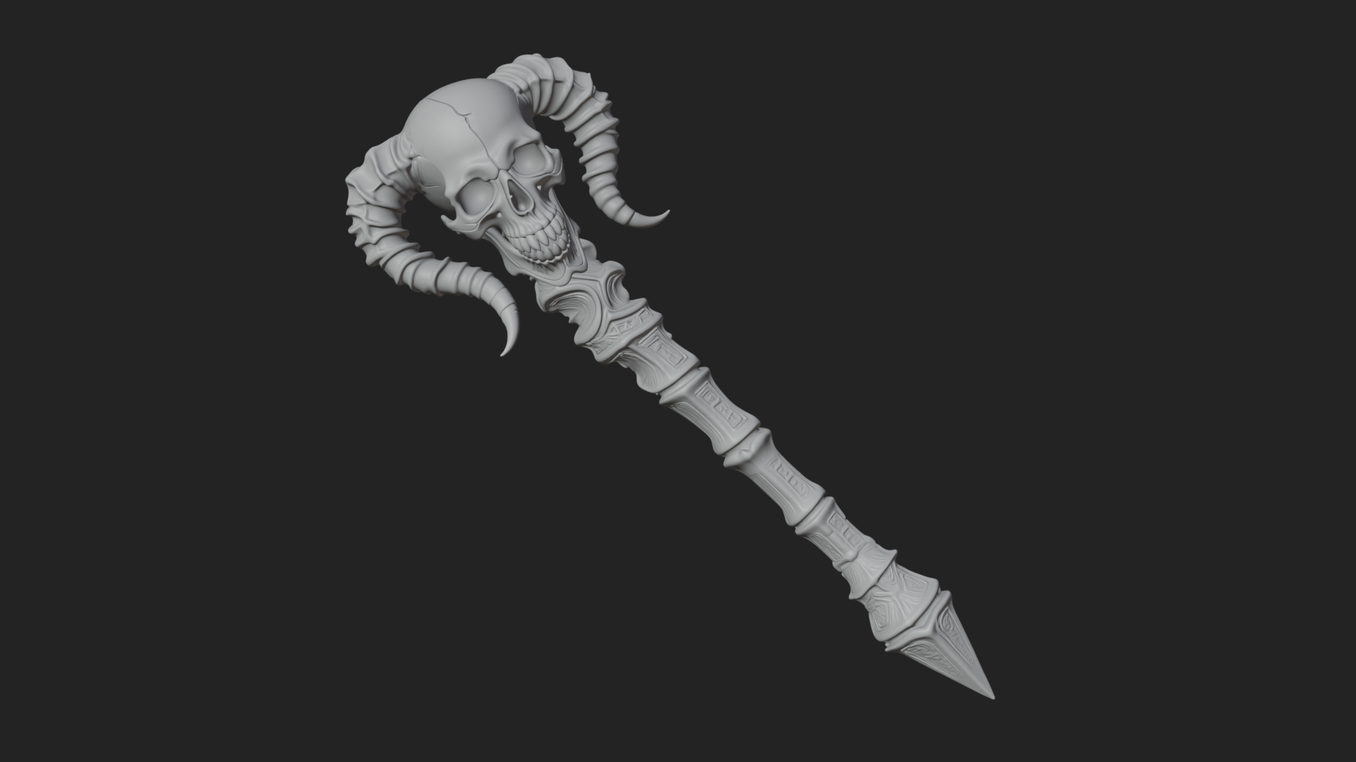 Carved Bone Staff Model Design 12 3D Print Model 3D Model