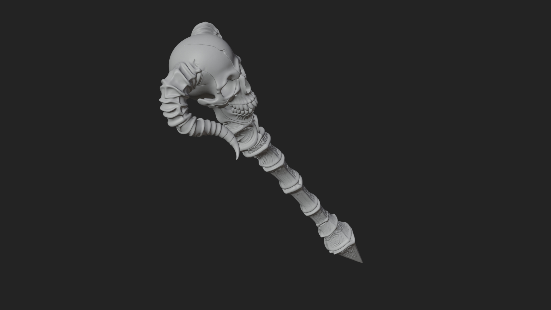 Carved Bone Staff Model Design 12 3D Print Model 3D Model